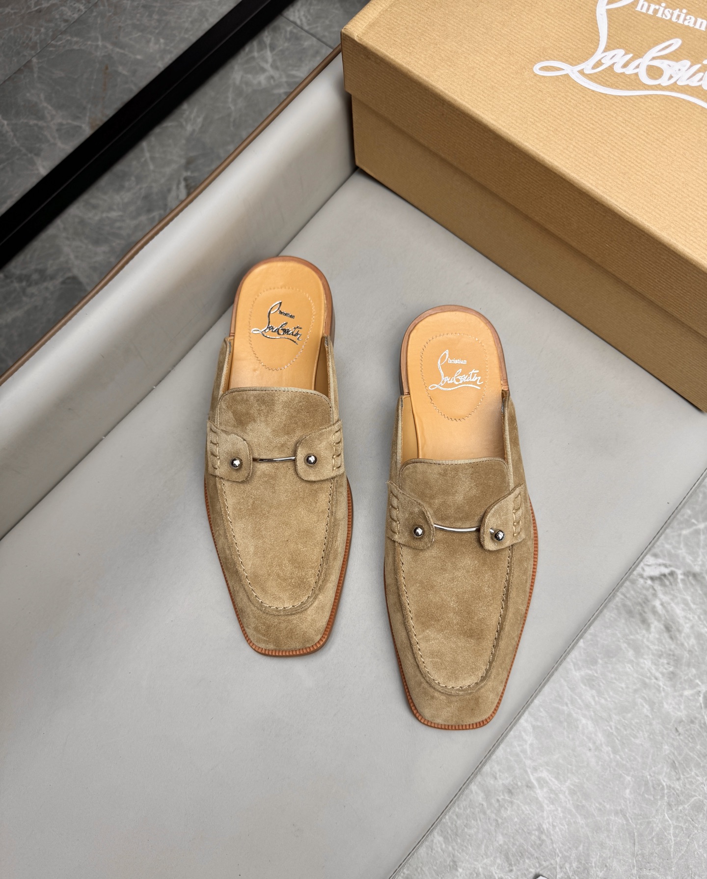 Christian Louboutin Men's Suede Leather Summer Slides | Sizes 39-44 5 i1744292872735 588 0 3