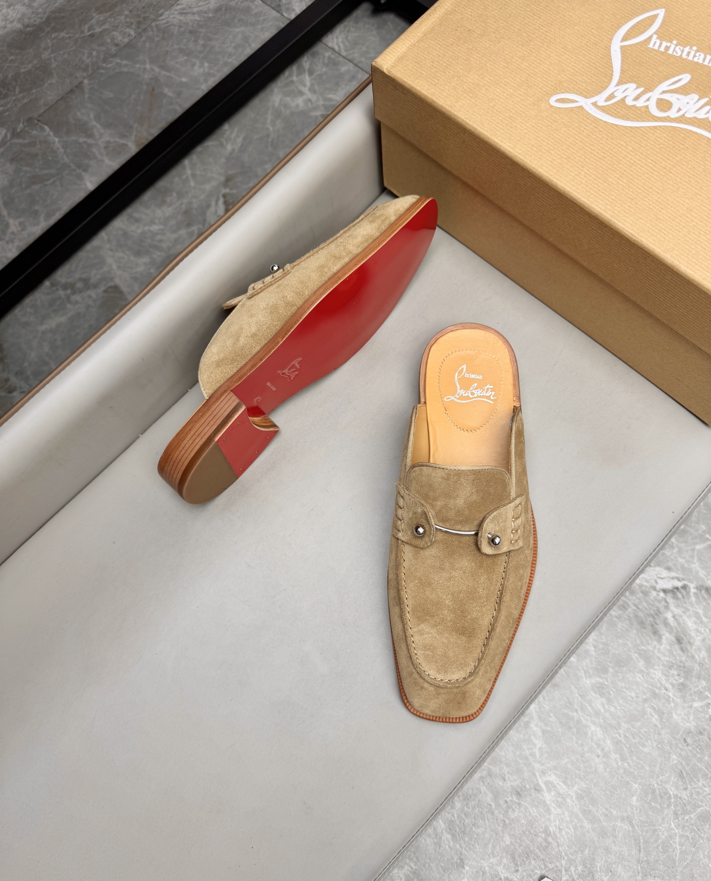Christian Louboutin Men's Suede Leather Summer Slides | Sizes 39-44 4 i1744292872765 9779 0 2