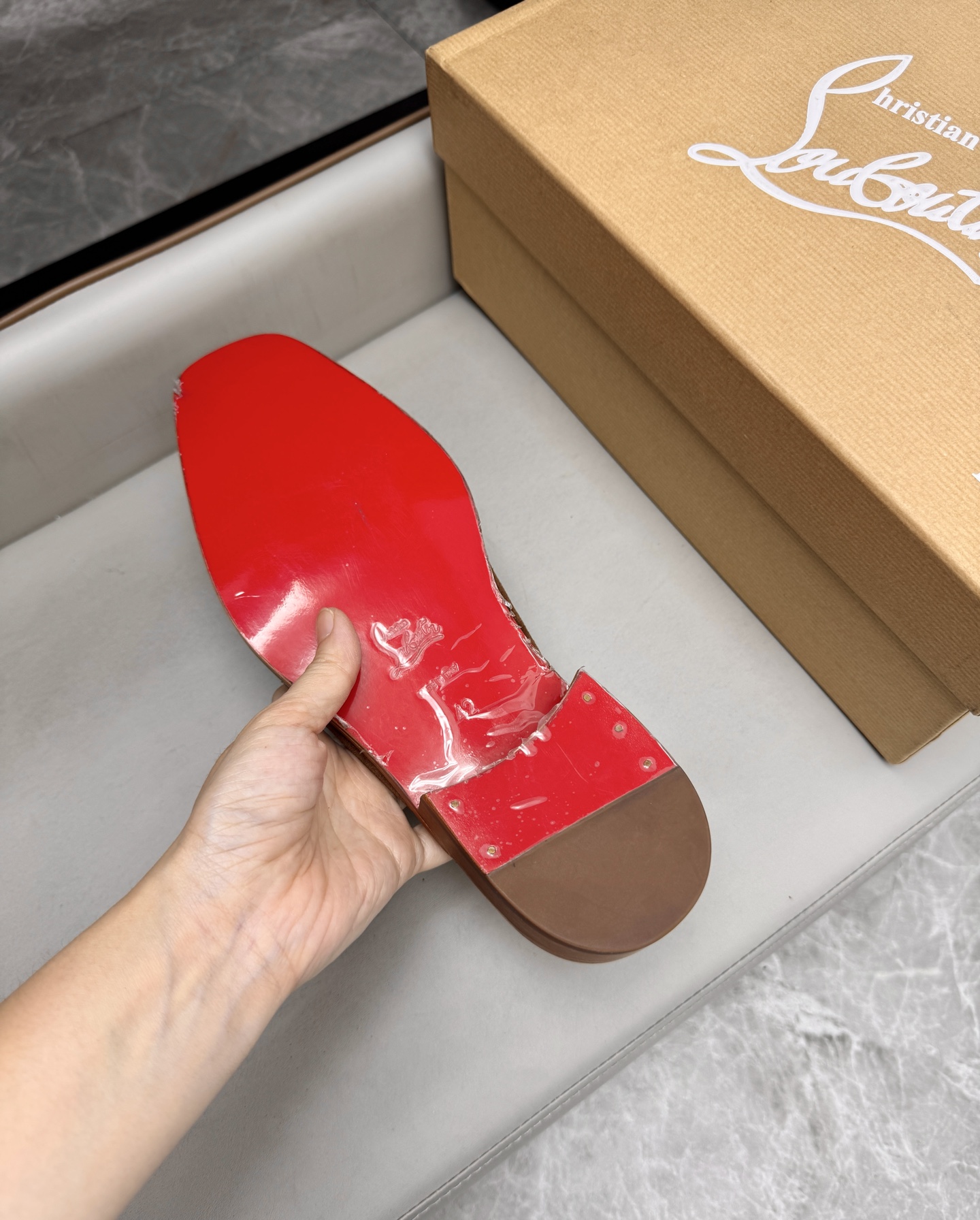 Christian Louboutin Men's Brown Suede Leather Summer Mules Slides Shoes 10 i1744292916733 8072 0 8