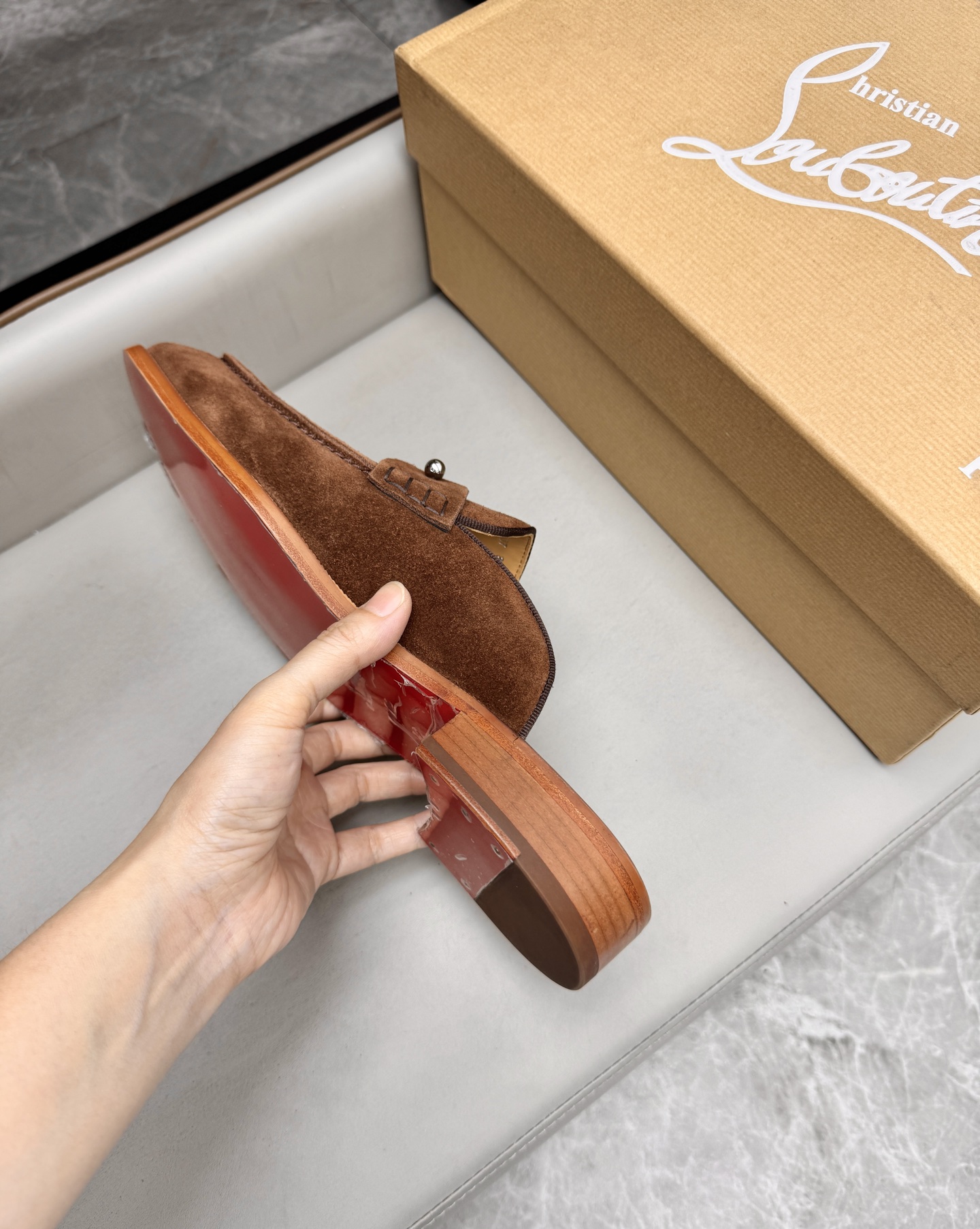 Christian Louboutin Men's Brown Suede Leather Summer Mules Slides Shoes 9 i1744292917654 8054 0 7