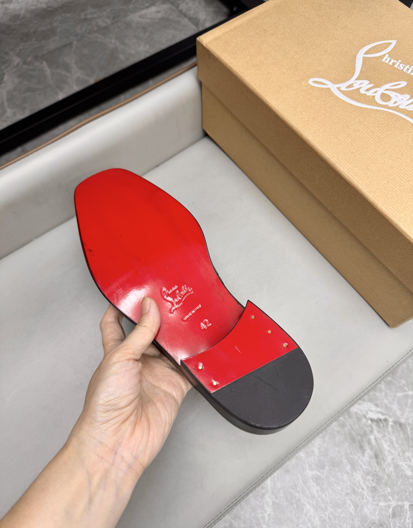Christian Louboutin Men's Black Croc Leather Loafer Mules Slides Sandals 10 i1744293620242 2192 0 8