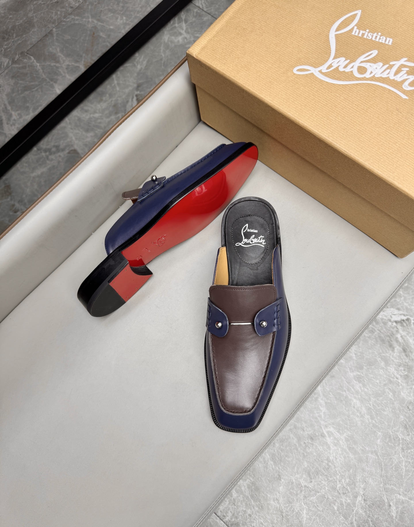 Christian Louboutin Brown Leather Mule for Men, Sizes 39-44, Comfortable Insole 4 i1744294031389 1935 0 2