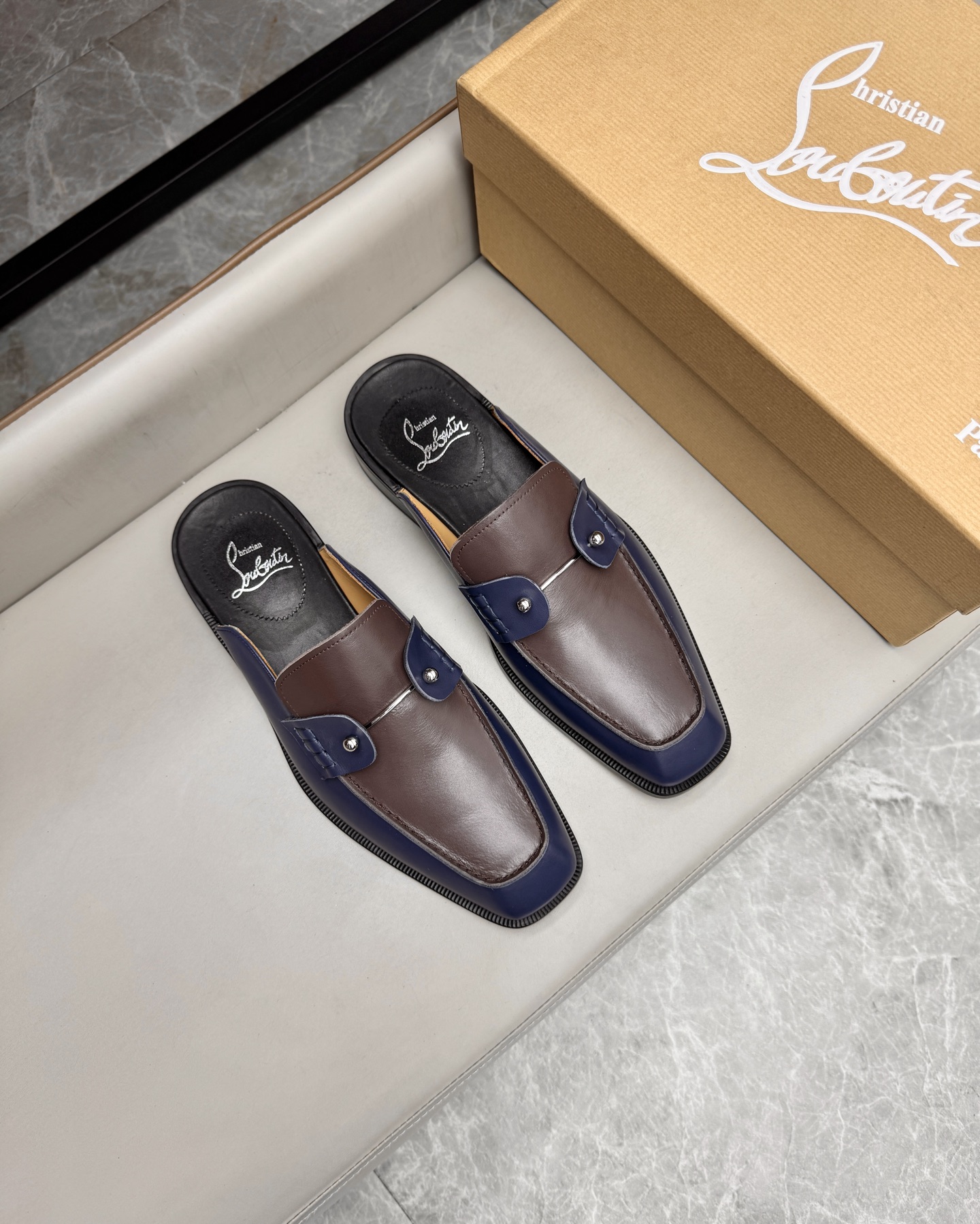 Christian Louboutin Brown Leather Mule for Men, Sizes 39-44, Comfortable Insole 2 i1744294032448 4441 0 0