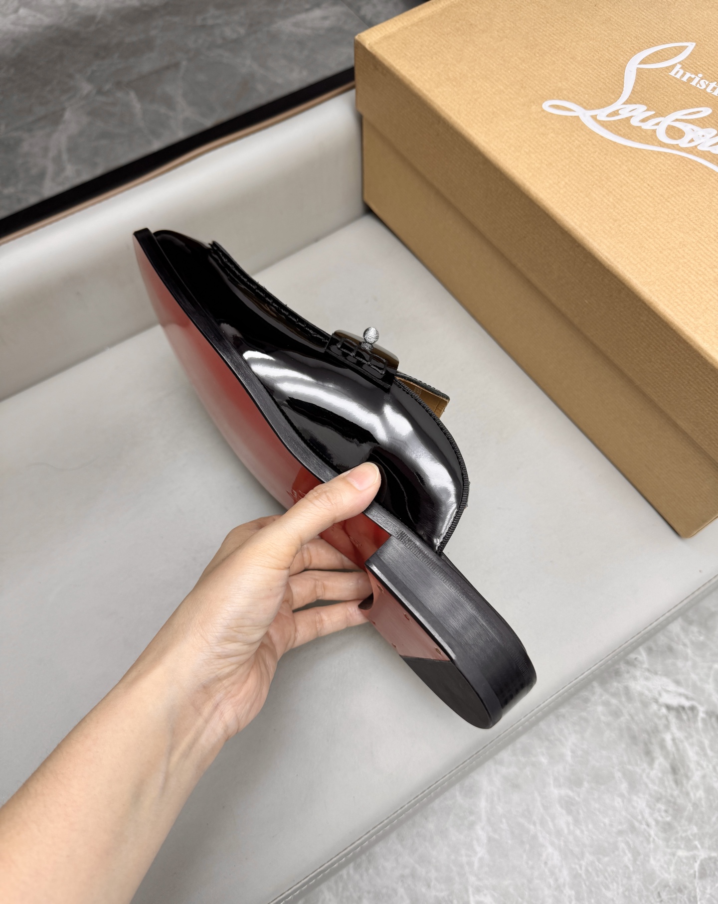 Christian Louboutin Men's Black Leather Loafer Mules | Fashion Slides 8 i1744294068005 1960 0 7