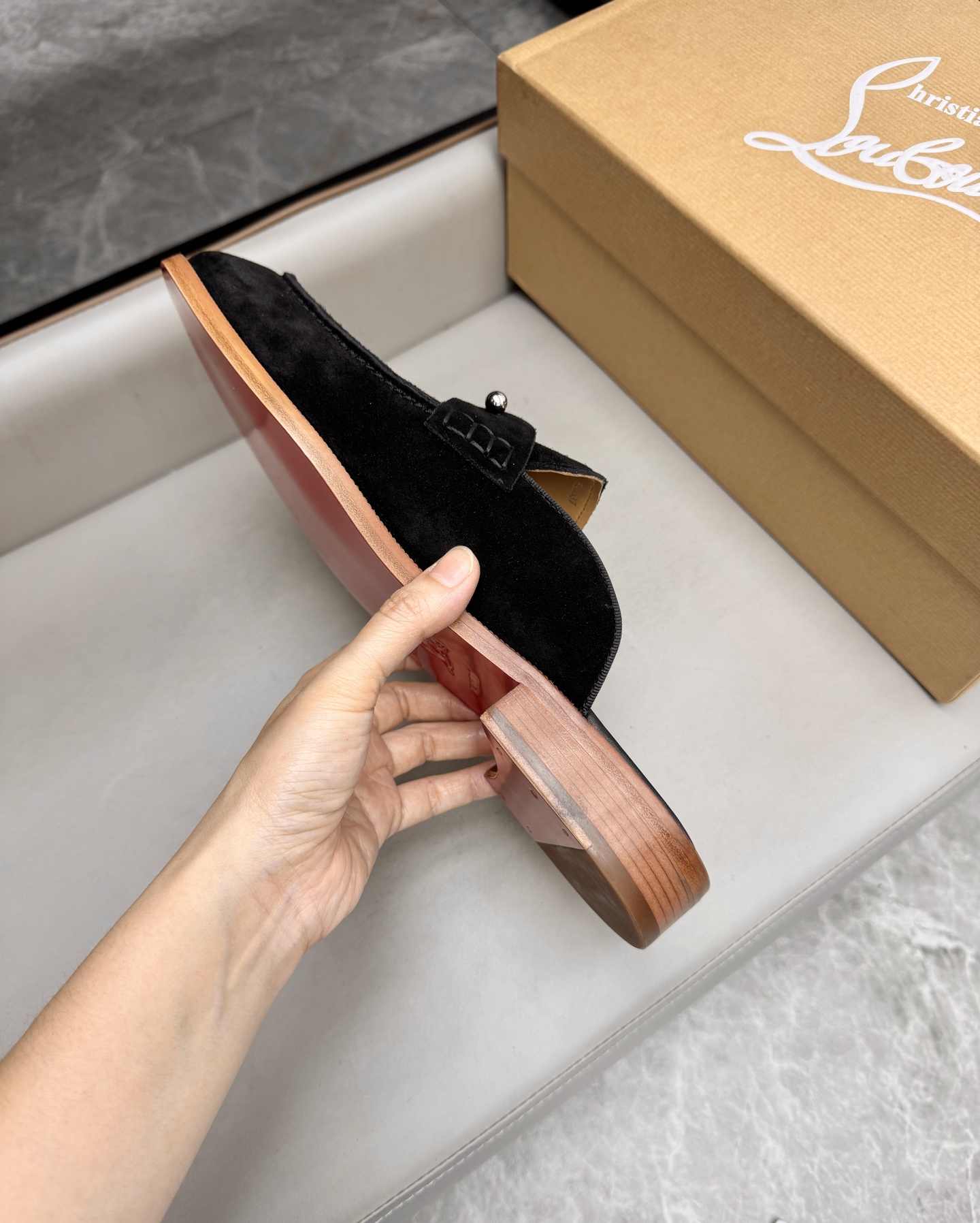 Christian Louboutin Men's Black Suede Leather Summer Mules Slides Shoes 8 i1744294139340 1713 0 7