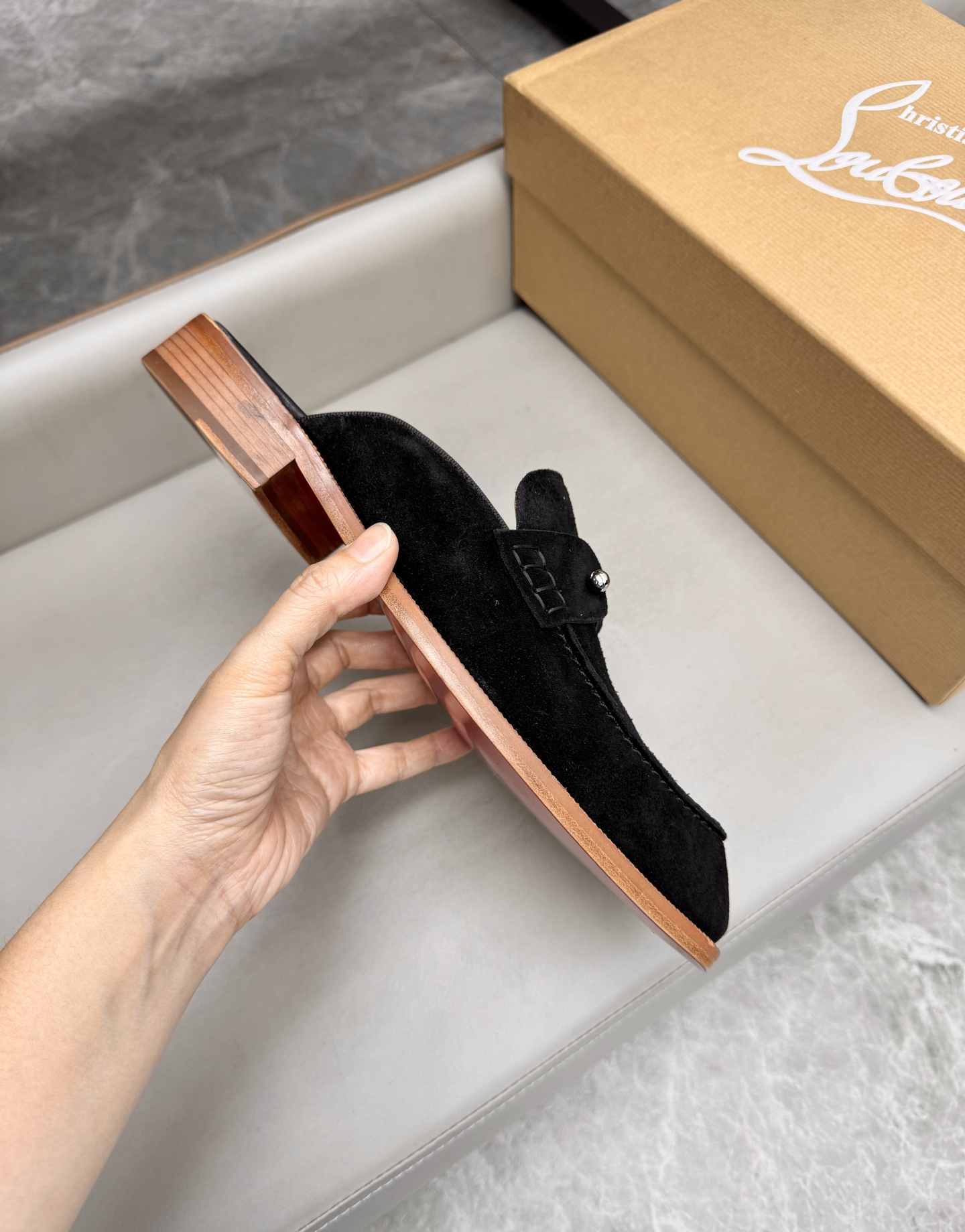 Christian Louboutin Men's Black Suede Leather Summer Mules Slides Shoes 6 i1744294140087 2162 0 5