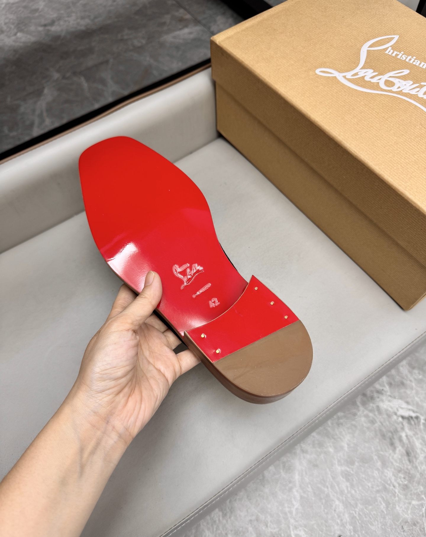 Christian Louboutin Men's Black Suede Leather Summer Mules Slides Shoes 9 i1744294140137 3476 0 8