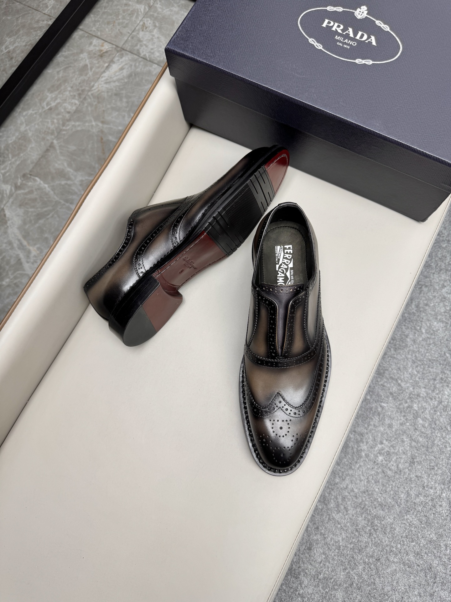 Ferragamo Loafer, Men's Business Leather Shoes, Brown Leather, Size 38-46 3 i1747145964507 7523 0 2