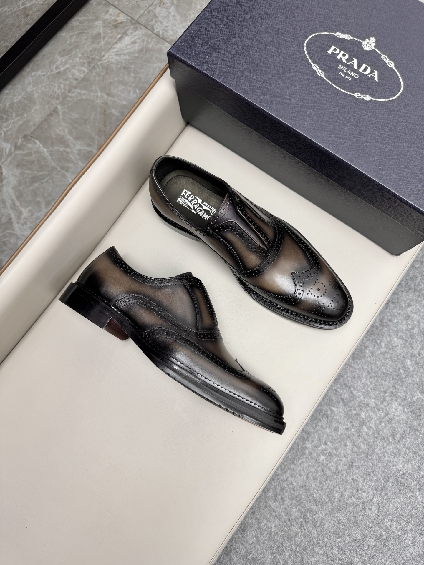 Ferragamo Loafer, Men's Business Leather Shoes, Brown Leather, Size 38-46 2 i1747145965633 825 0 1