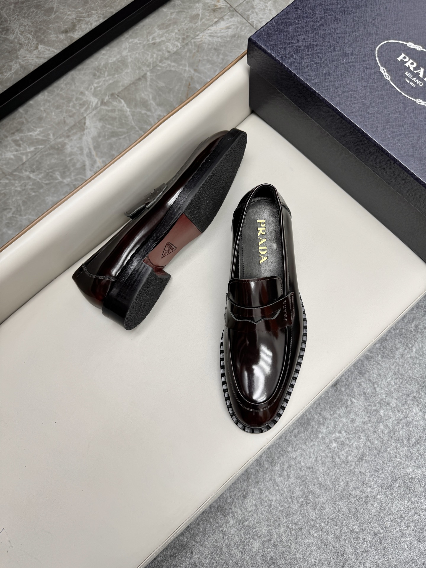 Prada Men's Classic Leather Loafers Business Dress Shoes, Brown, Size 38-46 4 i1747230183845 7746 0 2