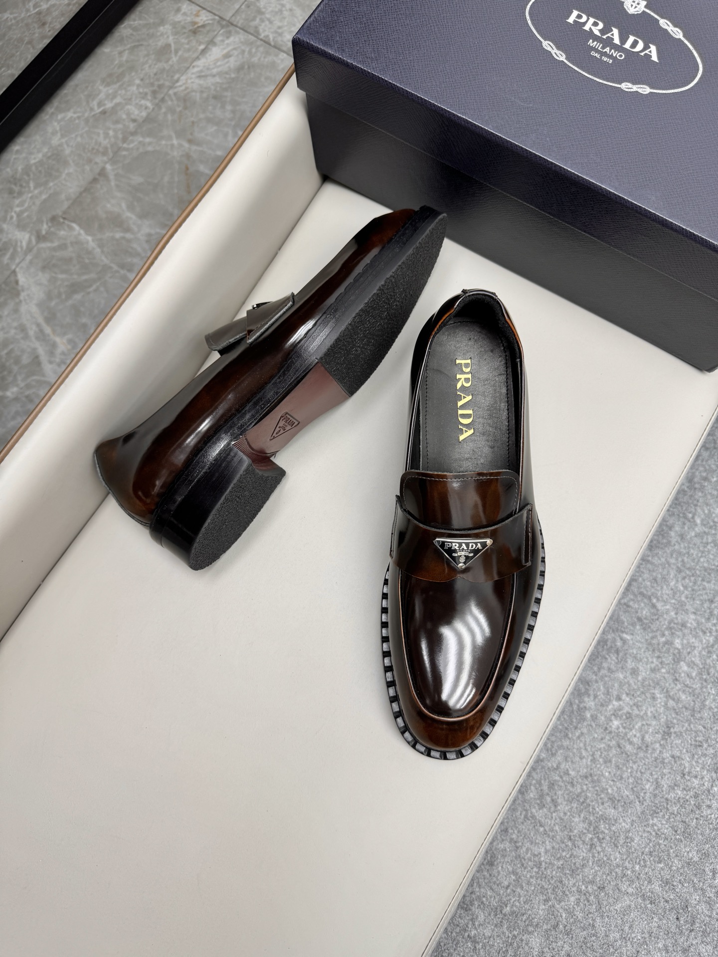 Prada Men's Brown Leather Loafers - Slip-On Dress Shoes, Size 38-46 3 i1747230725095 143 0 2