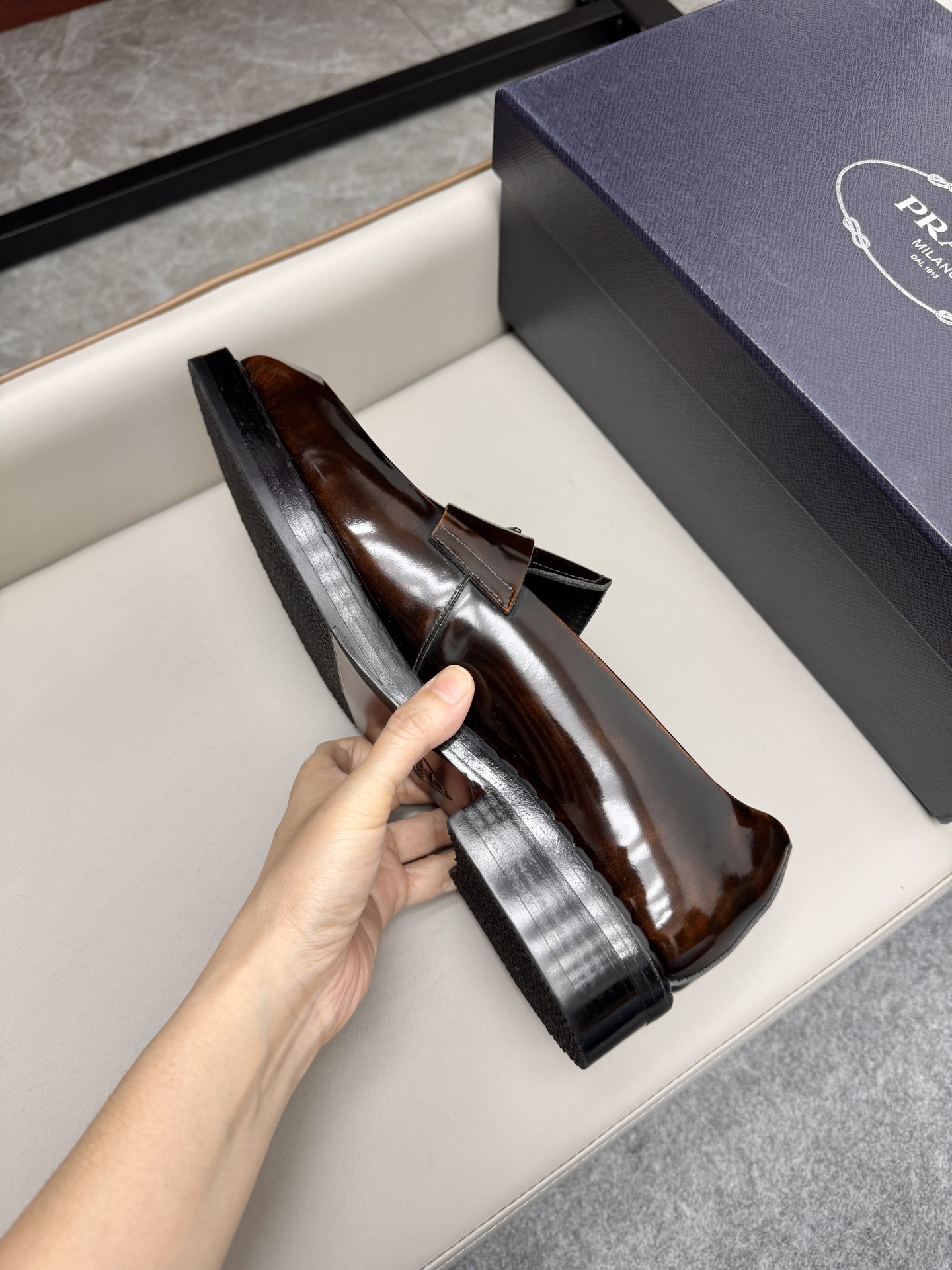 Prada Men's Brown Leather Loafers - Slip-On Dress Shoes, Size 38-46 8 i1747230725708 9066 0 7