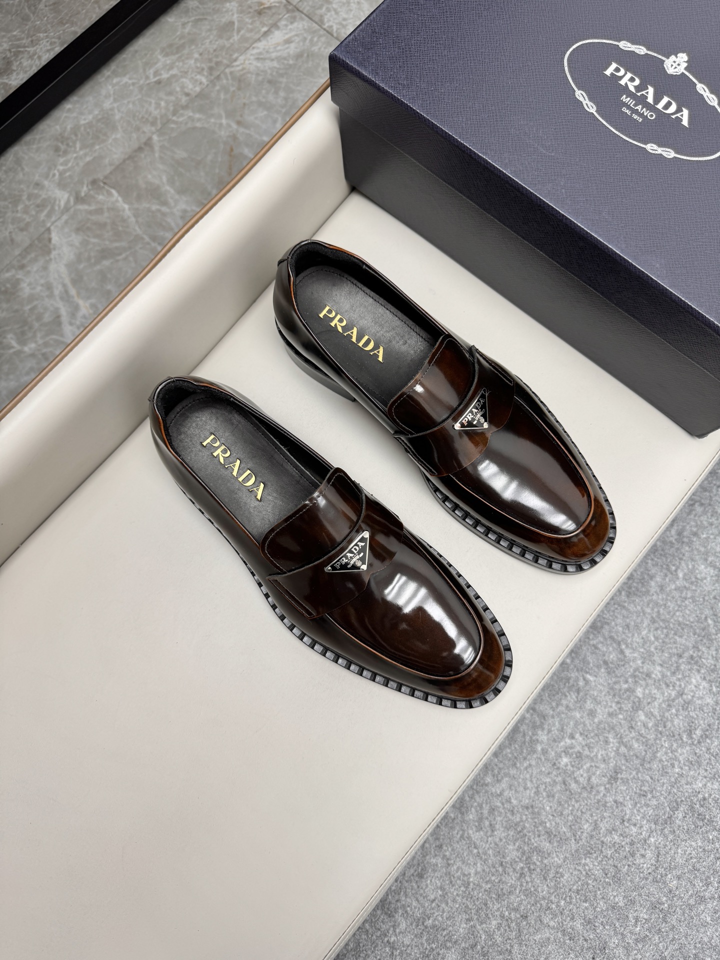 Prada Men's Brown Leather Loafers - Slip-On Dress Shoes, Size 38-46 1 i1747230726394 1633 0 0