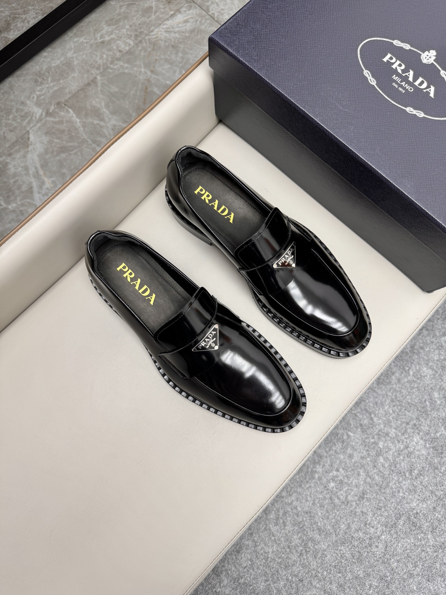 Prada Men's Black Leather Loafers Classic Business Dress Shoes Size 38-46 1 i1747230757795 6872 0 0