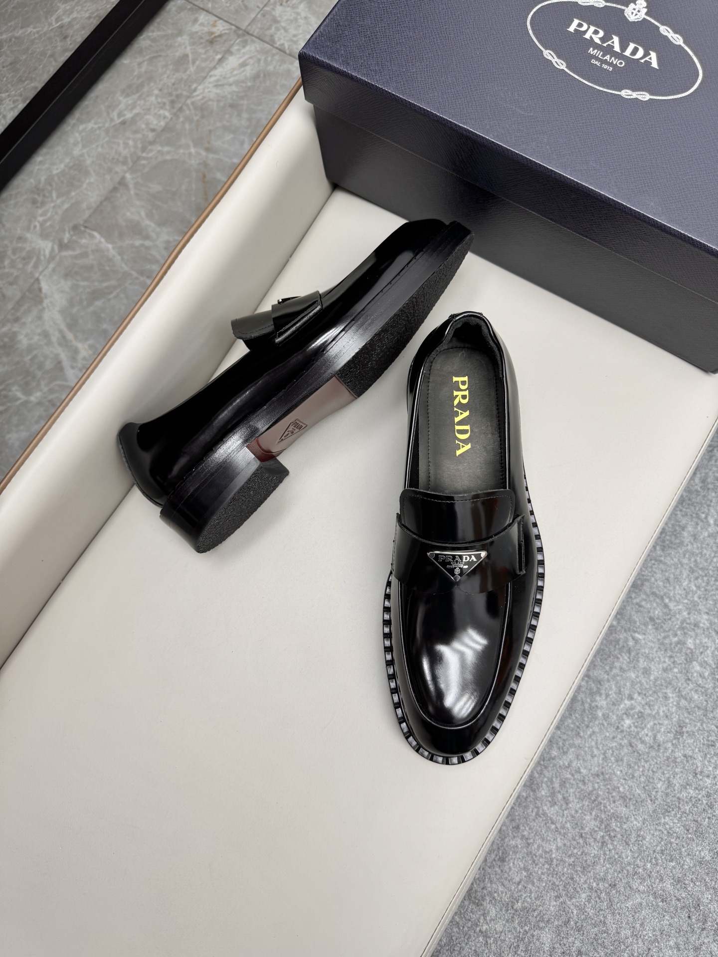 Prada Men's Black Leather Loafers Classic Business Dress Shoes Size 38-46 3 i1747230758683 4232 0 2