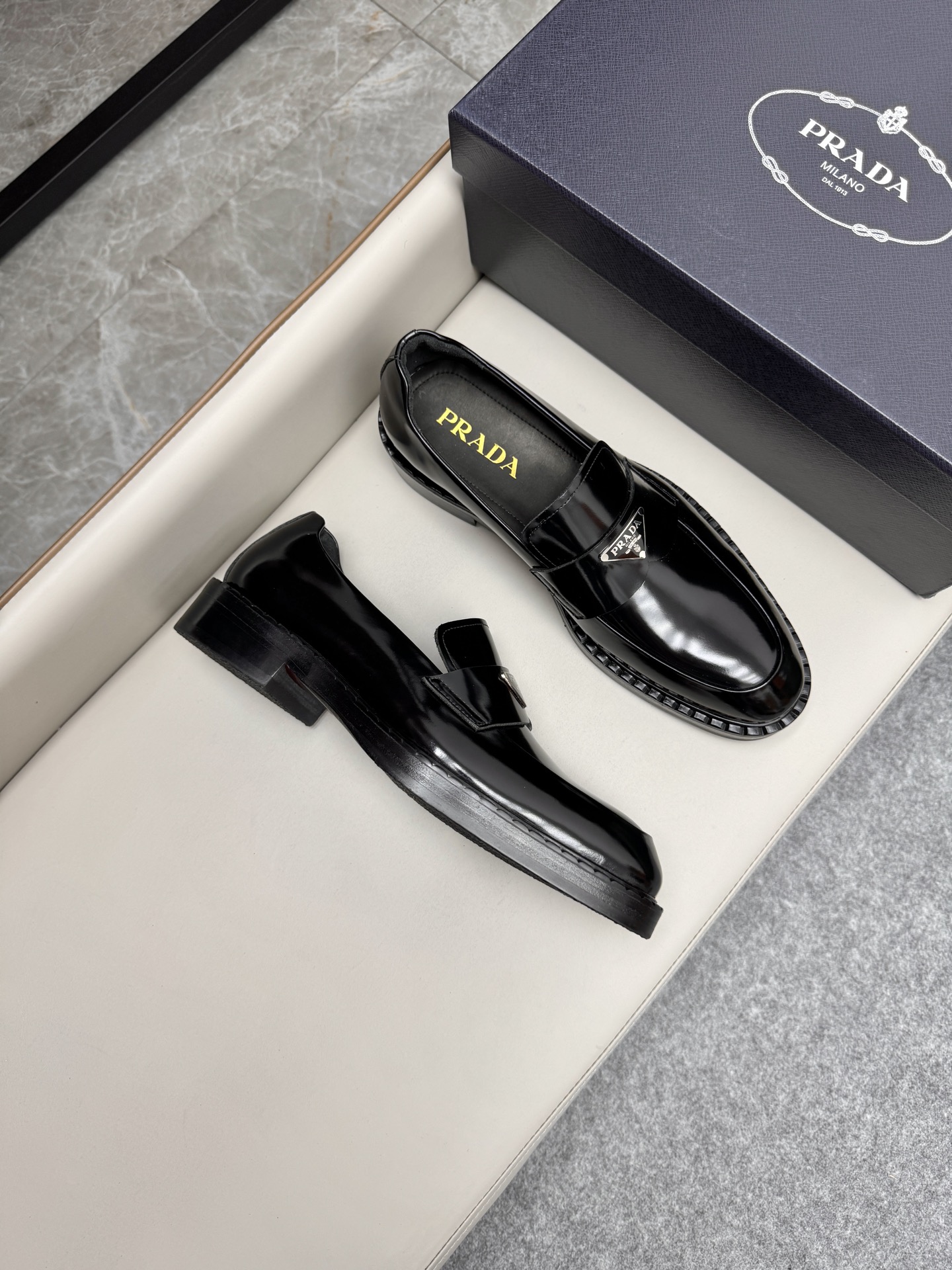 Prada Men's Black Leather Loafers Classic Business Dress Shoes Size 38-46 2 i1747230758861 4457 0 1
