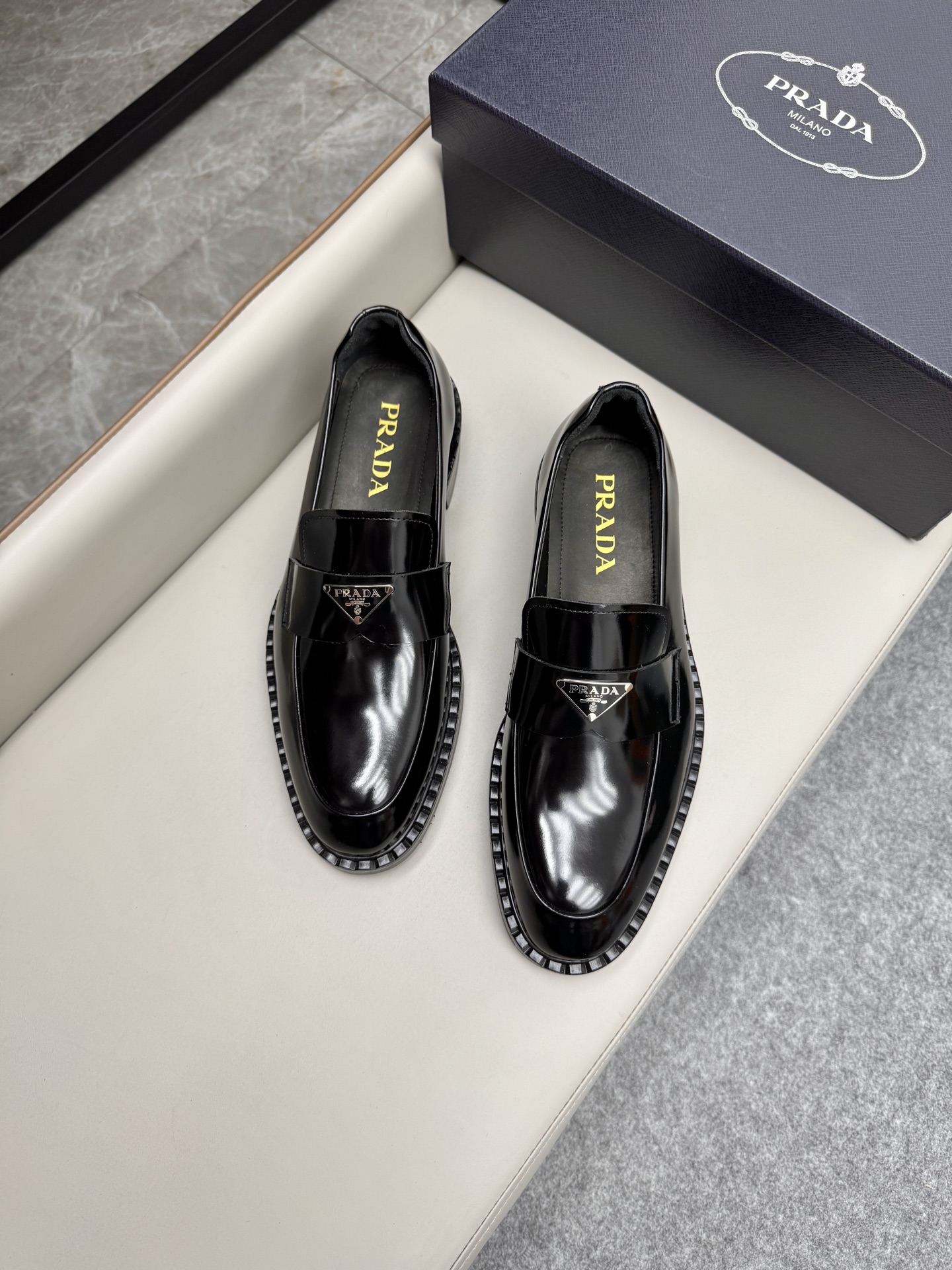 Prada Men's Black Leather Loafers Classic Business Dress Shoes Size 38-46 4 i1747230760202 9849 0 3