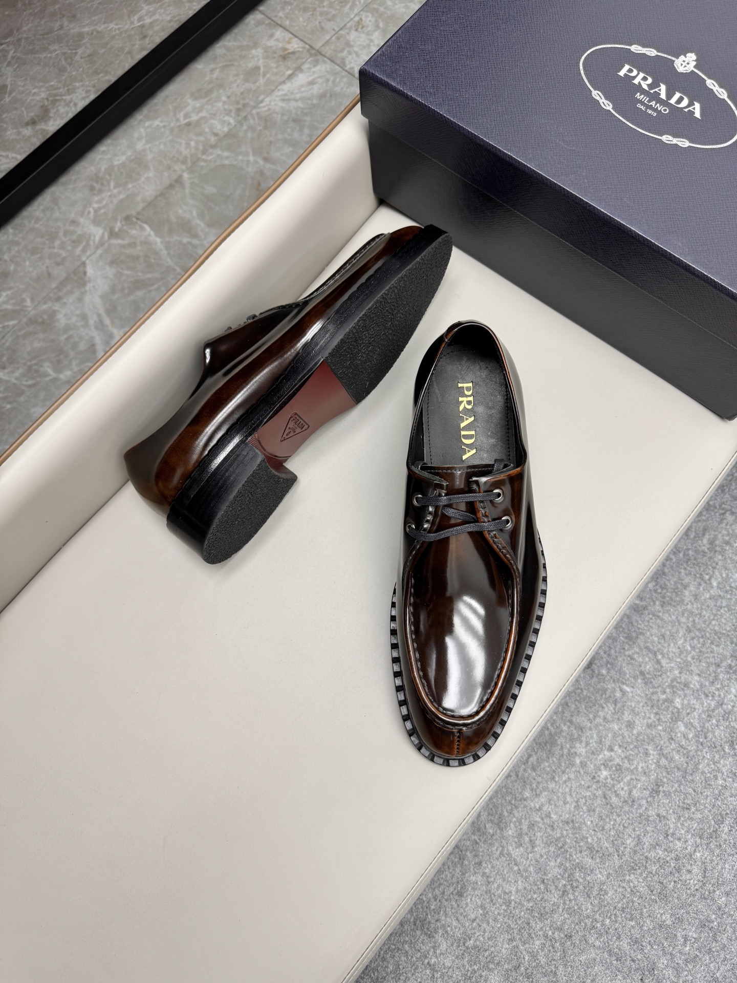 Prada Men's Leather Loafers Brown Business Dress Shoes 4 i1747645142275 3003 0 2