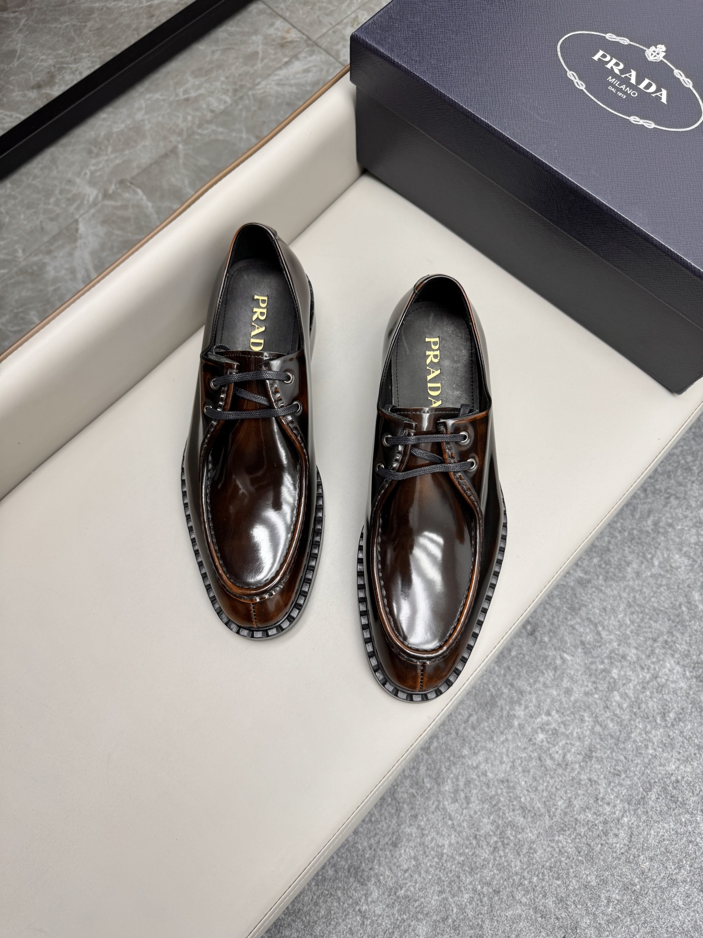 Prada Men's Leather Loafers Brown Business Dress Shoes 5 i1747645142308 9801 0 3