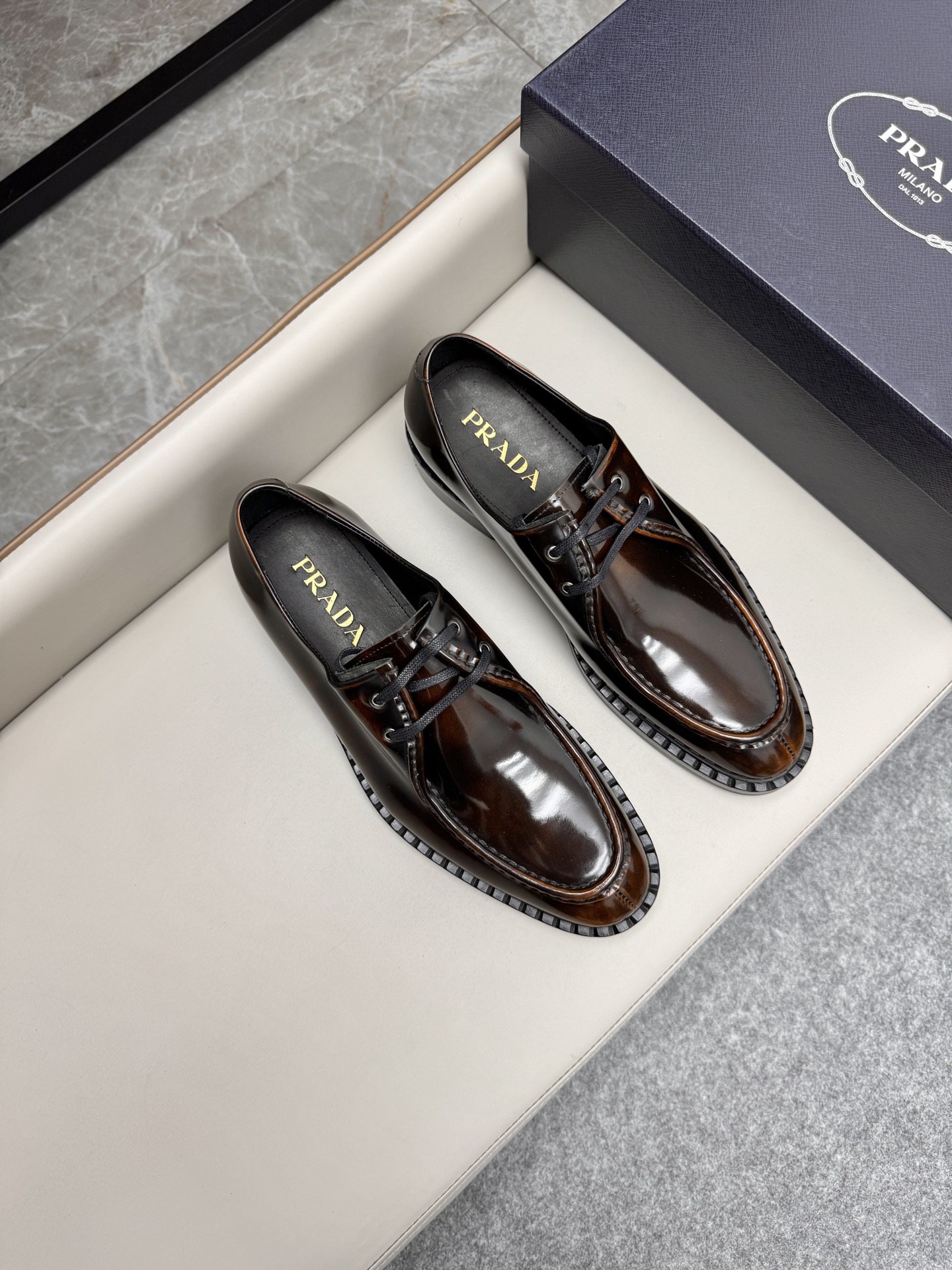 Prada Men's Leather Loafers Brown Business Dress Shoes 2 i1747645142311 8695 0 0
