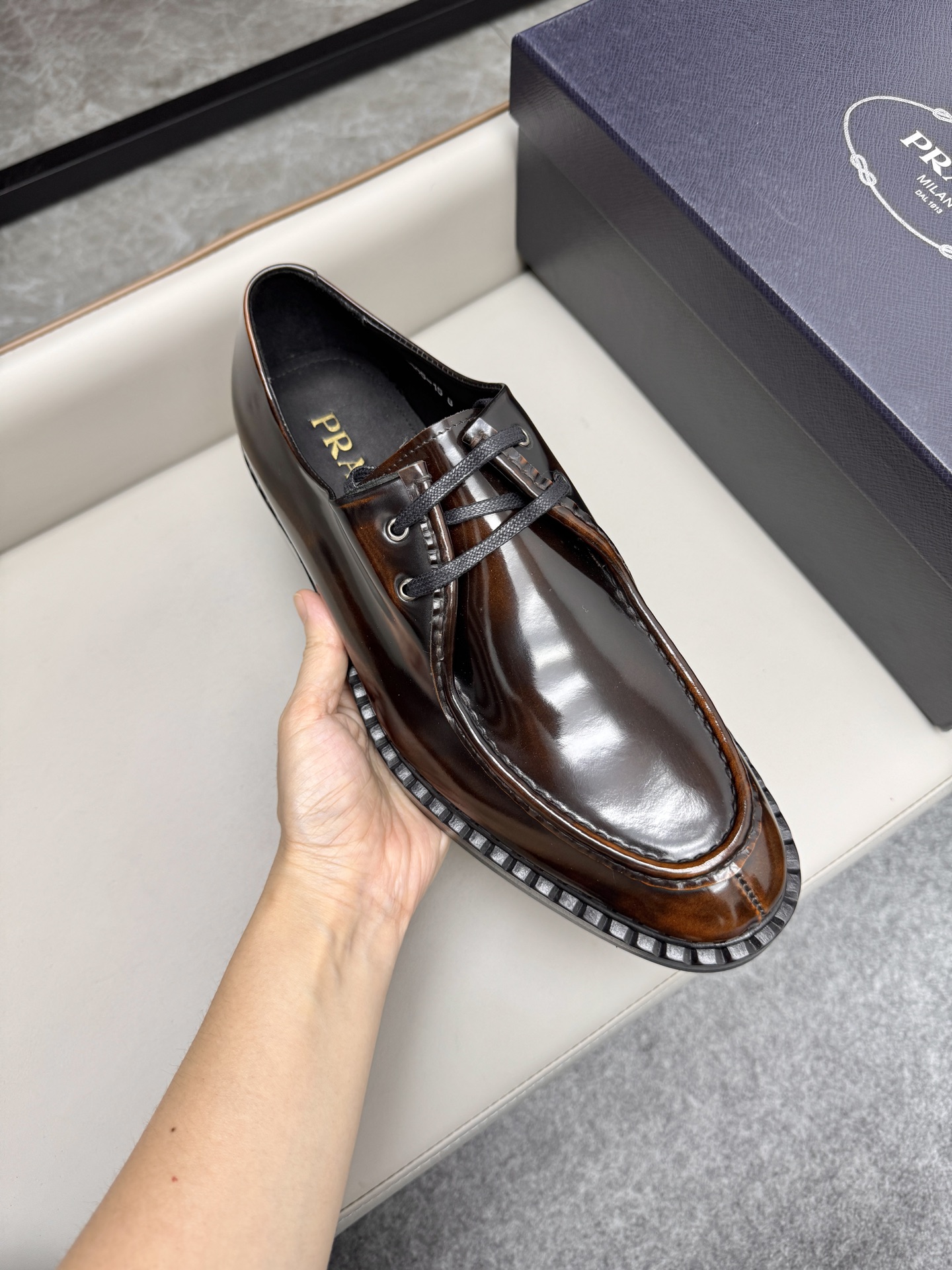 Prada Men's Leather Loafers Brown Business Dress Shoes 8 i1747645143816 3070 0 6