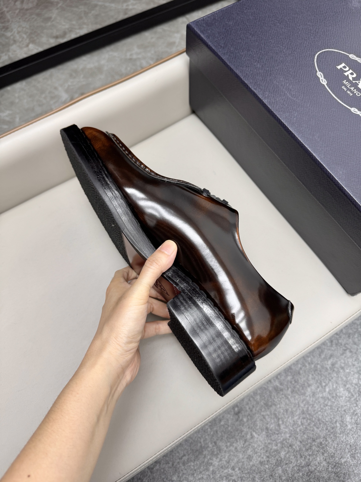 Prada Men's Leather Loafers Brown Business Dress Shoes 9 i1747645143832 4430 0 7