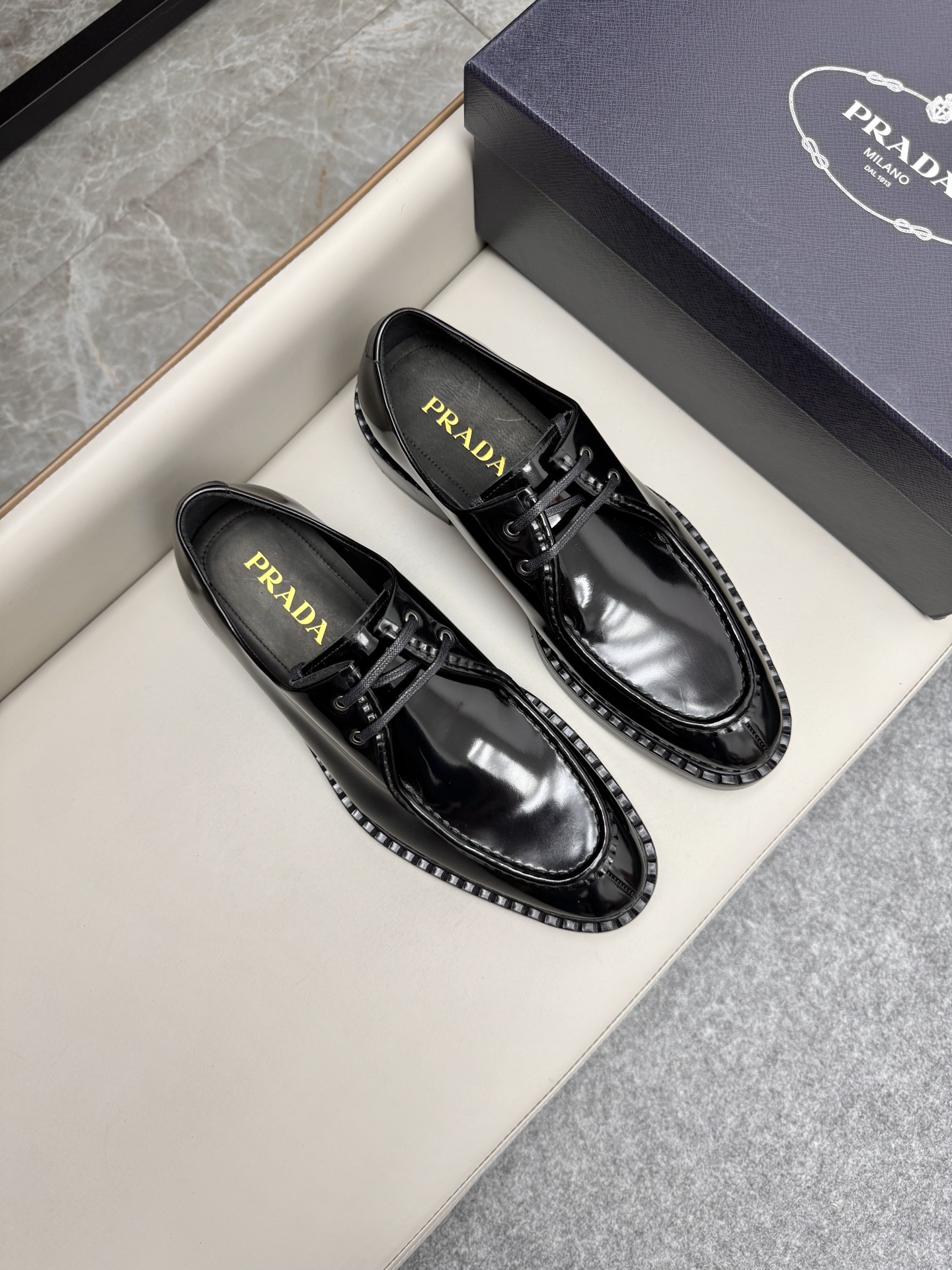 Prada Classic Black Leather Loafers for Men | Business Dress Shoes 2 i1747645217395 6666 0 0