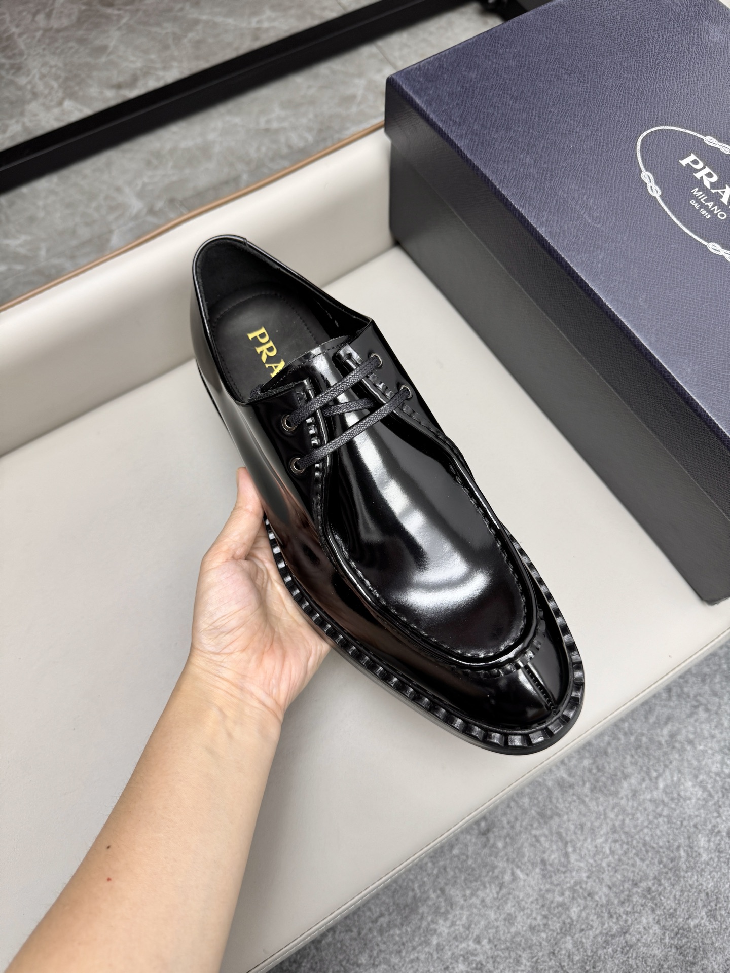 Prada Classic Black Leather Loafers for Men | Business Dress Shoes 8 i1747645218561 3624 0 6