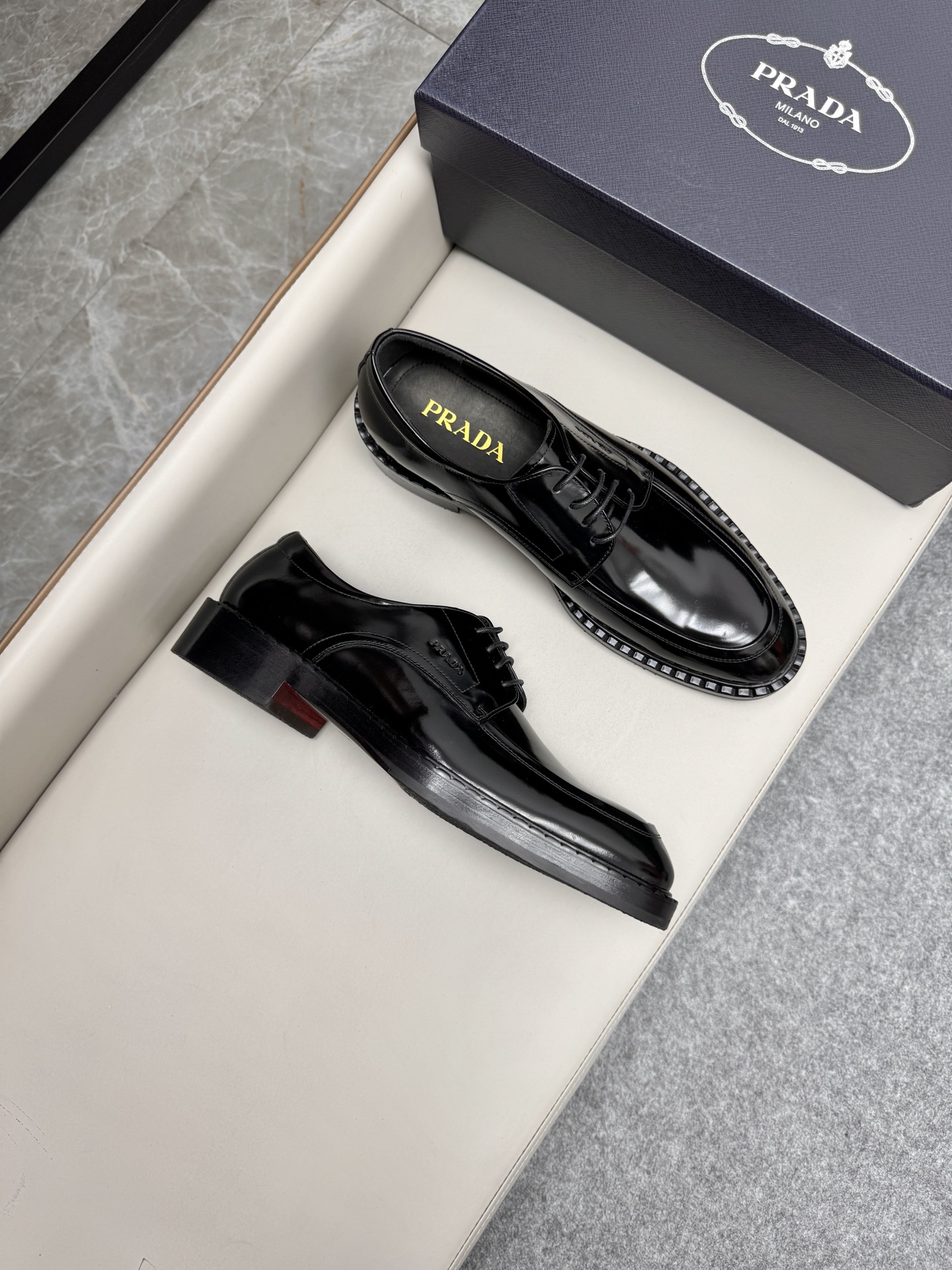 Prada Men's Black Leather Loafers Dress Shoes, Classic Style 2 i1747645625377 4873 0 1