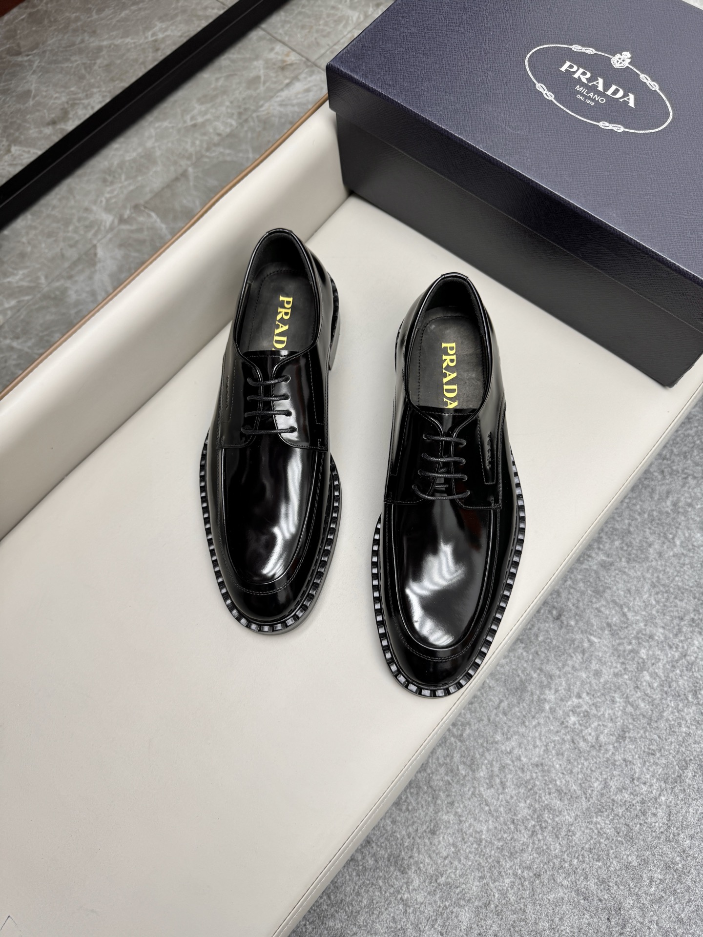 Prada Men's Black Leather Loafers Dress Shoes, Classic Style 4 i1747645625411 16 0 3
