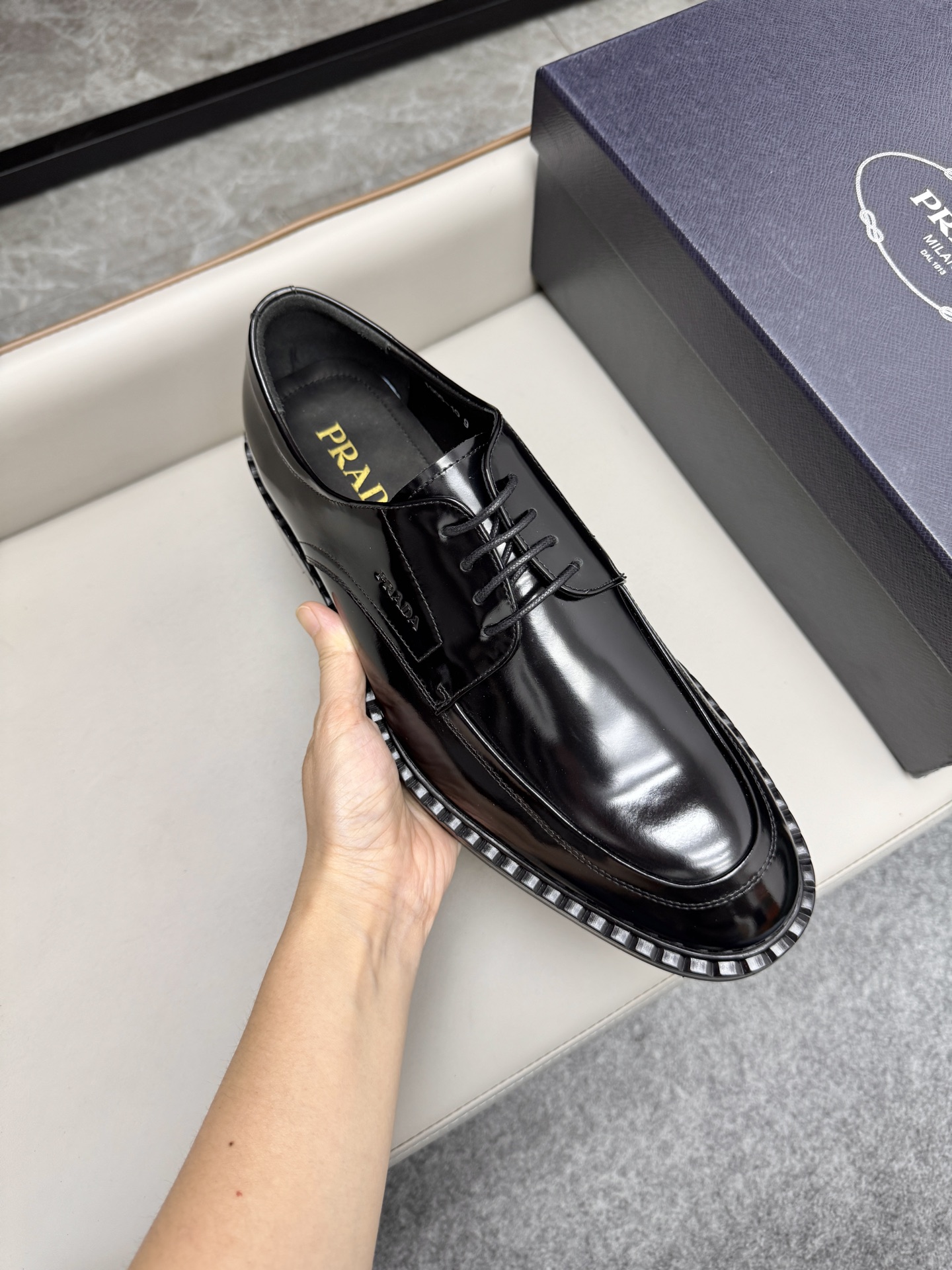 Prada Men's Black Leather Loafers Dress Shoes, Classic Style 7 i1747645625513 8441 0 6
