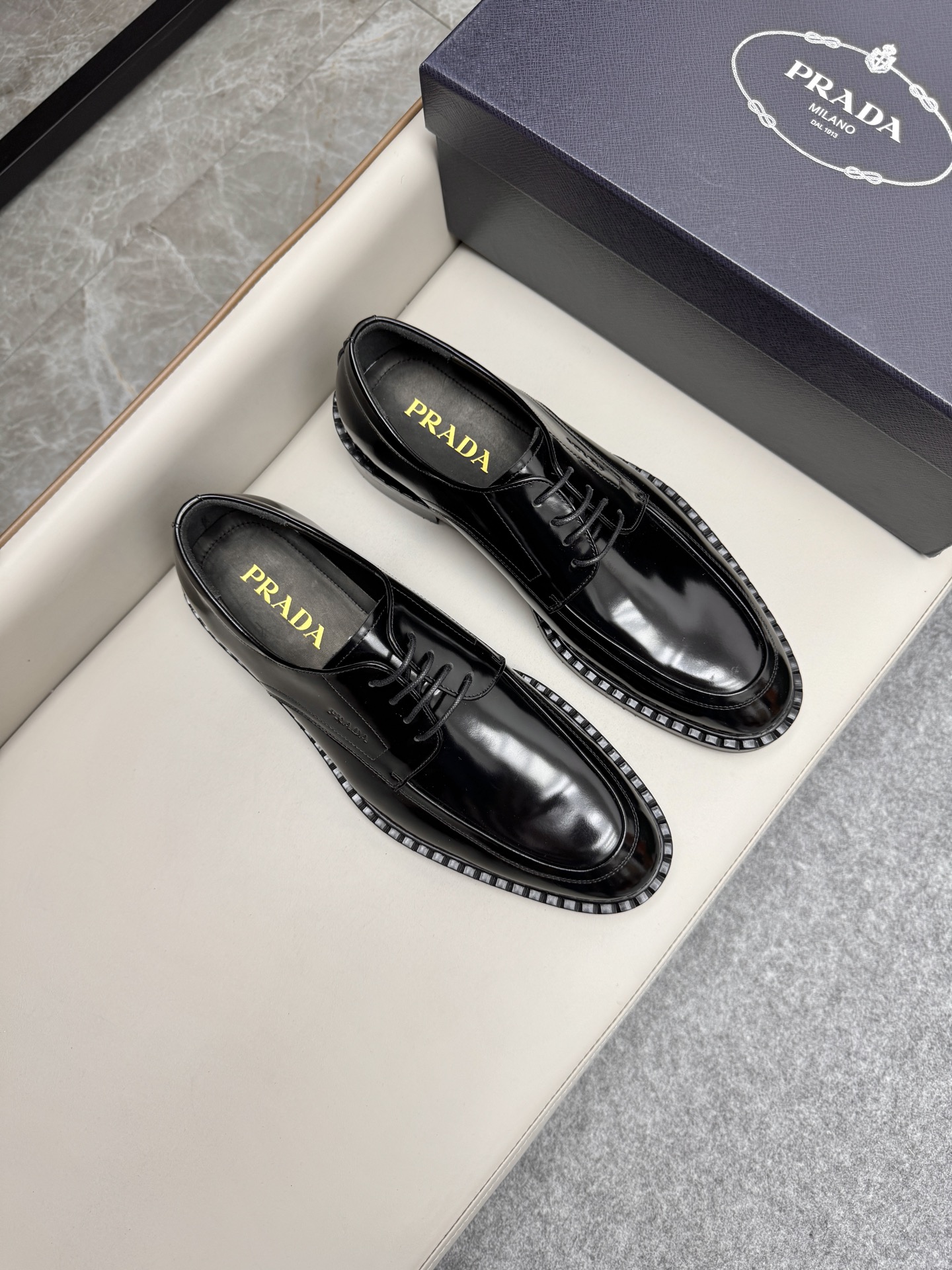 Prada Men's Black Leather Loafers Dress Shoes, Classic Style 1 i1747645626664 8461 0 0