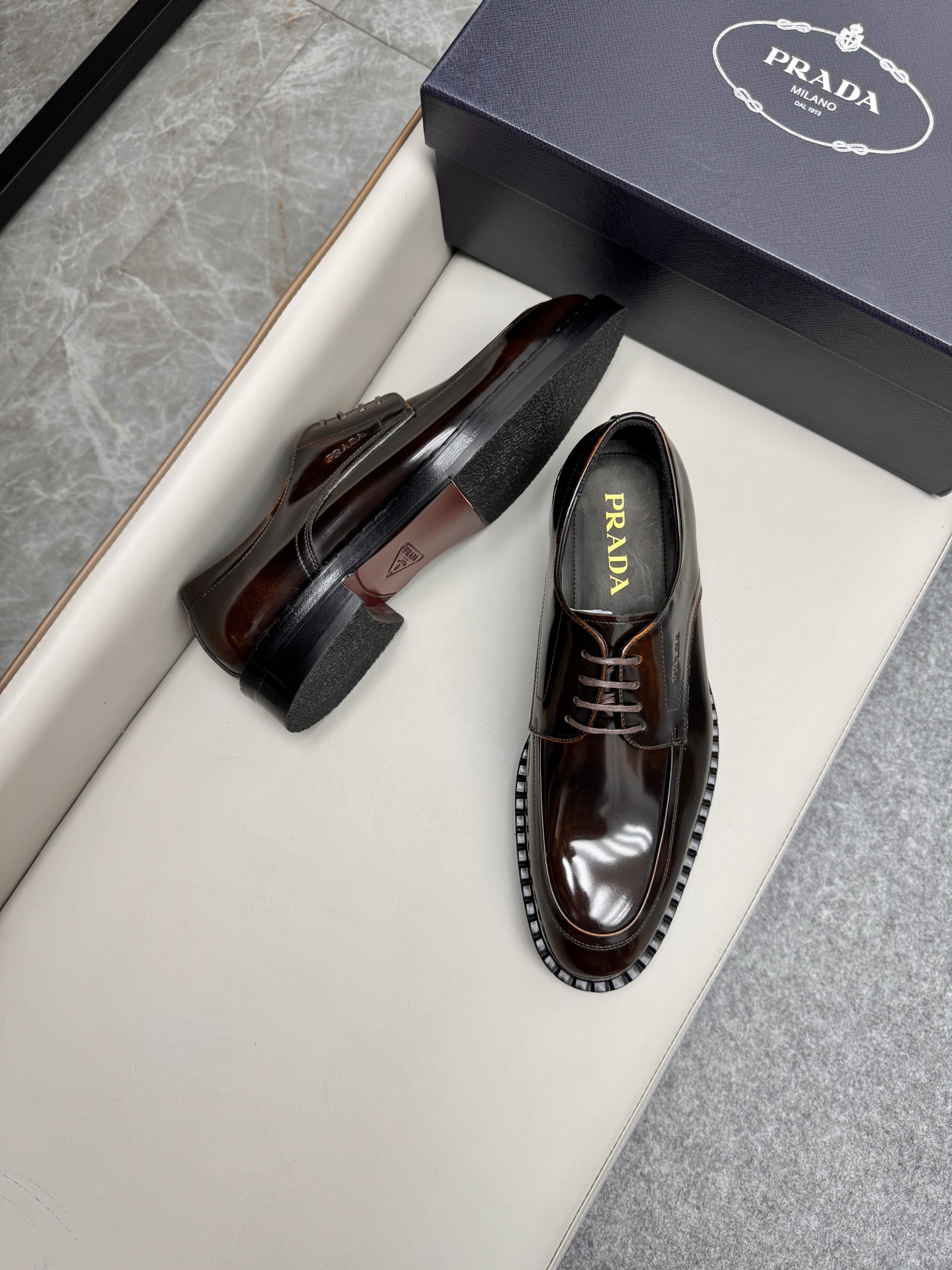 Prada Men's Business Leather Dress Shoes - Classic Loafers, Brown 3 i1747645669907 2204 0 2