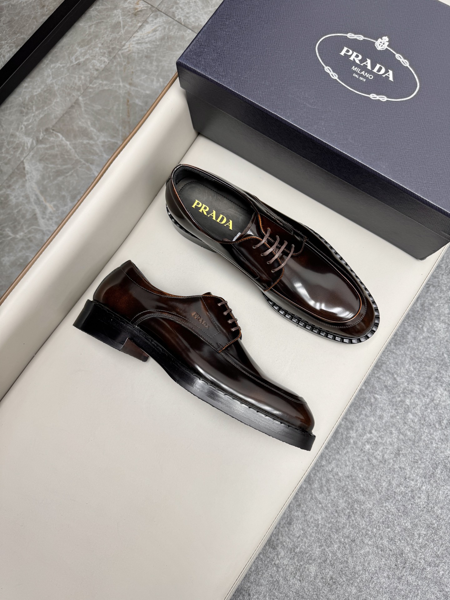 Prada Men's Business Leather Dress Shoes - Classic Loafers, Brown 2 i1747645671035 3817 0 1