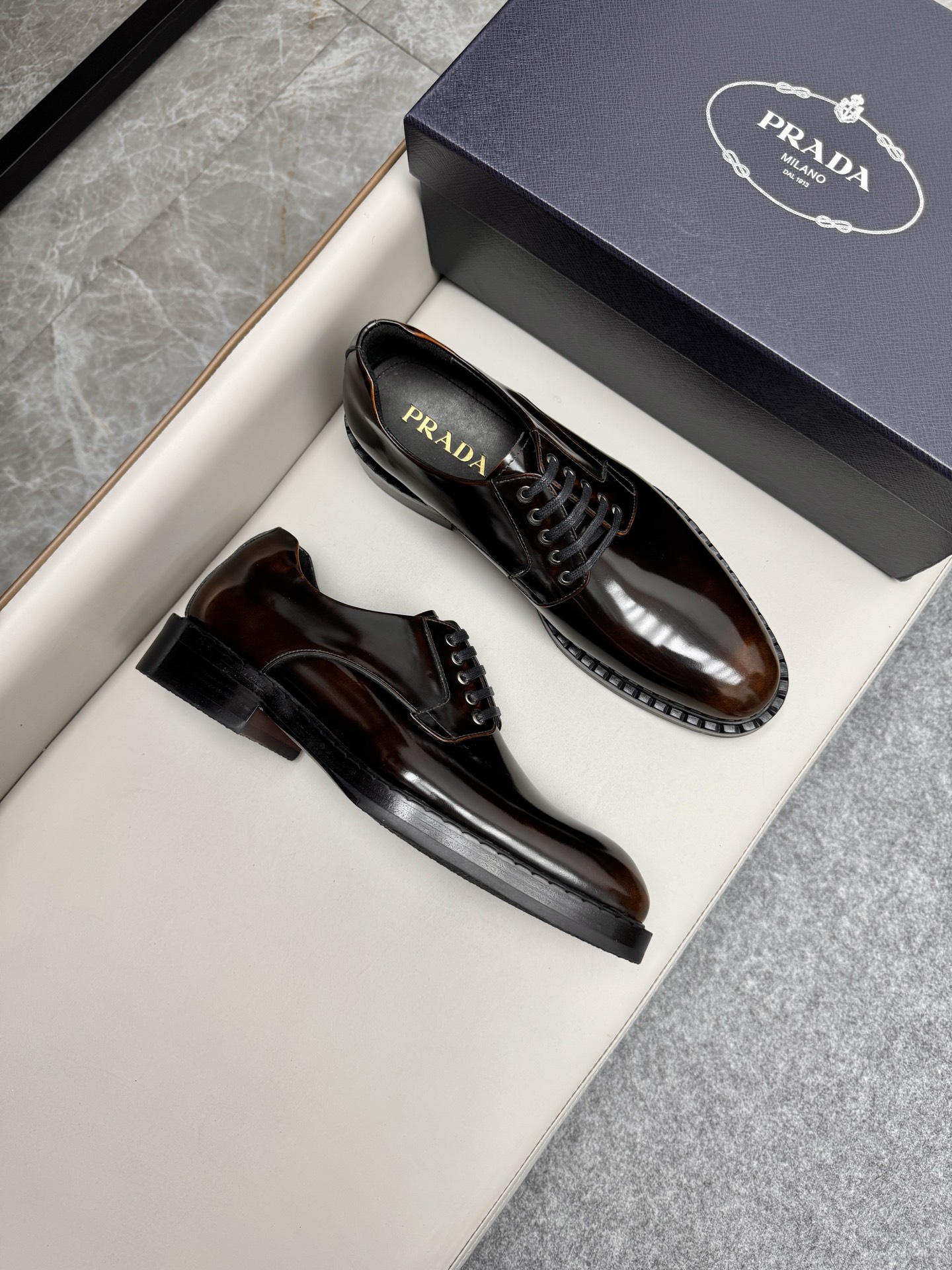 Prada Men's Classic Leather Business Loafers Dress Shoes, Brown 3 i1747645988522 6279 0 1