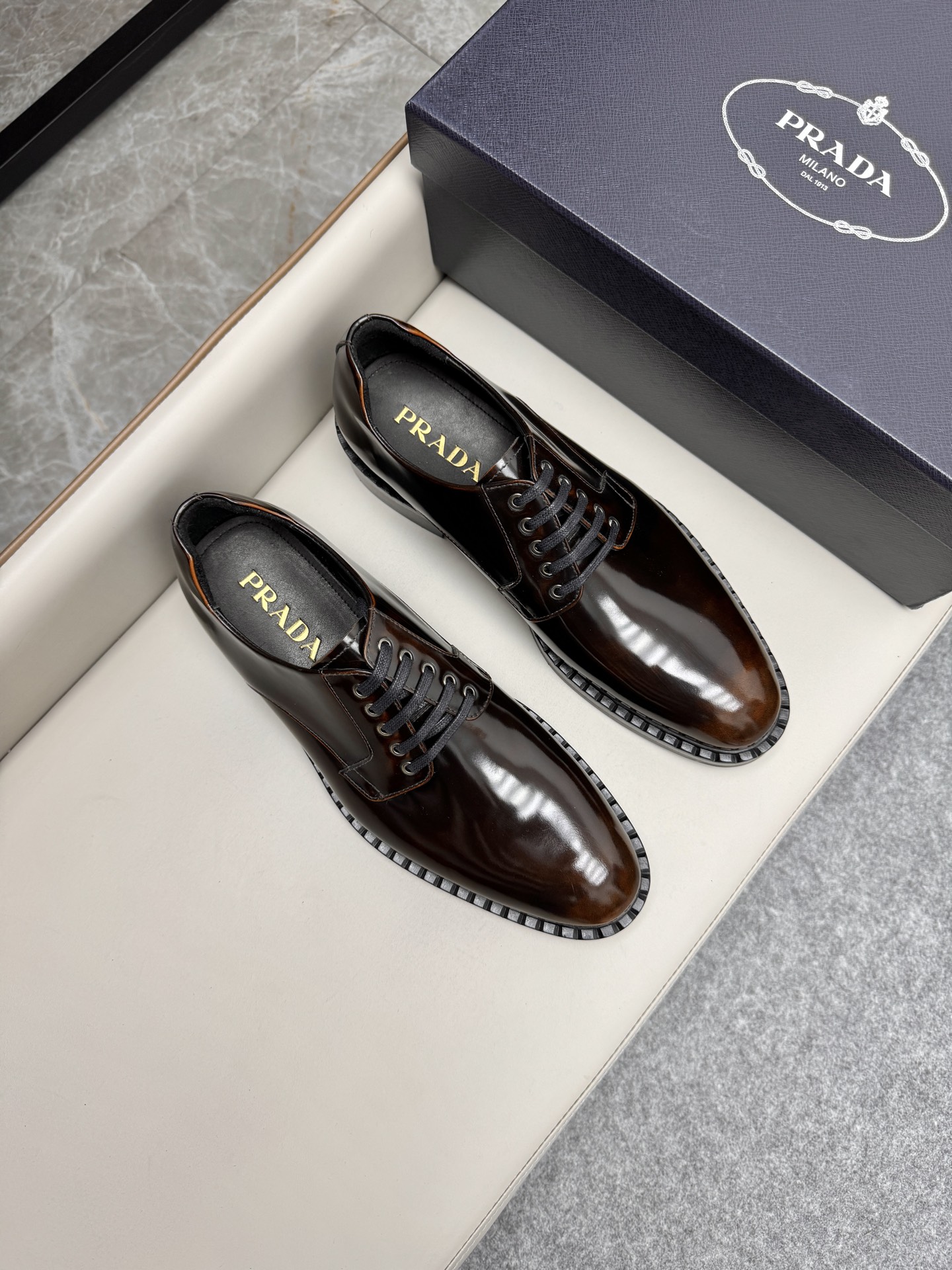 Prada Men's Classic Leather Business Loafers Dress Shoes, Brown 2 i1747645990516 8006 0 0