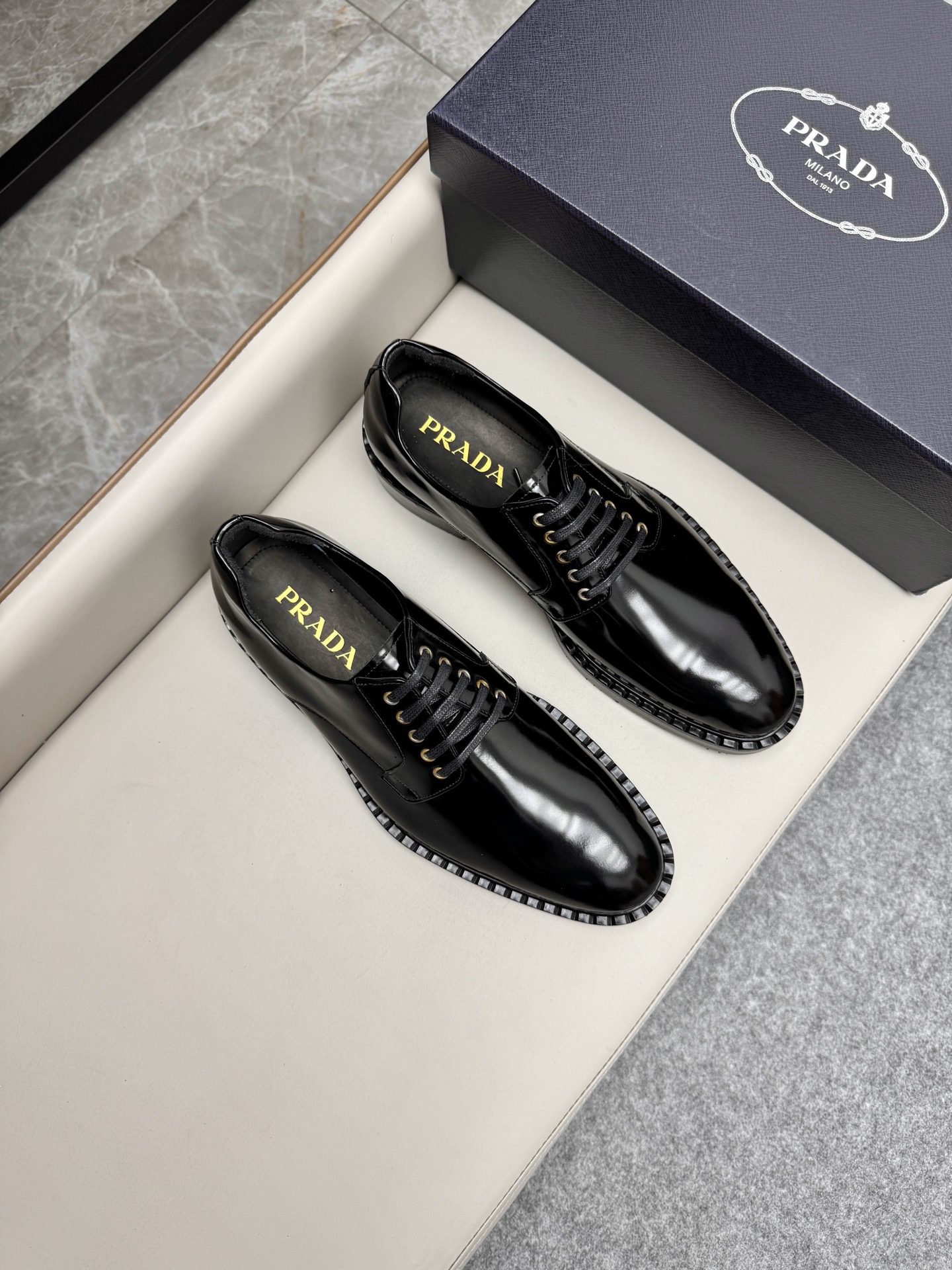 Prada Men's Classic Leather Business Loafers, Black, Sizes 38-46 1 i1747646028138 4670 0 0