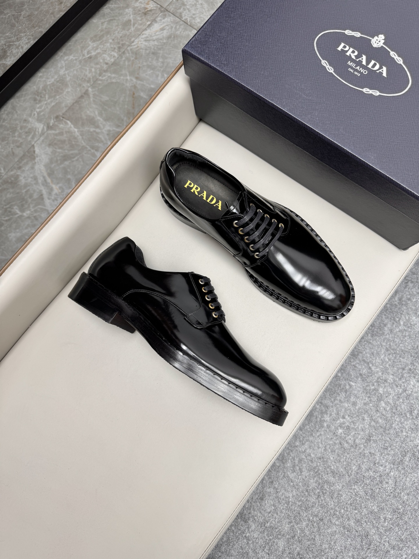 Prada Men's Classic Leather Business Loafers, Black, Sizes 38-46 2 i1747646028224 3823 0 1