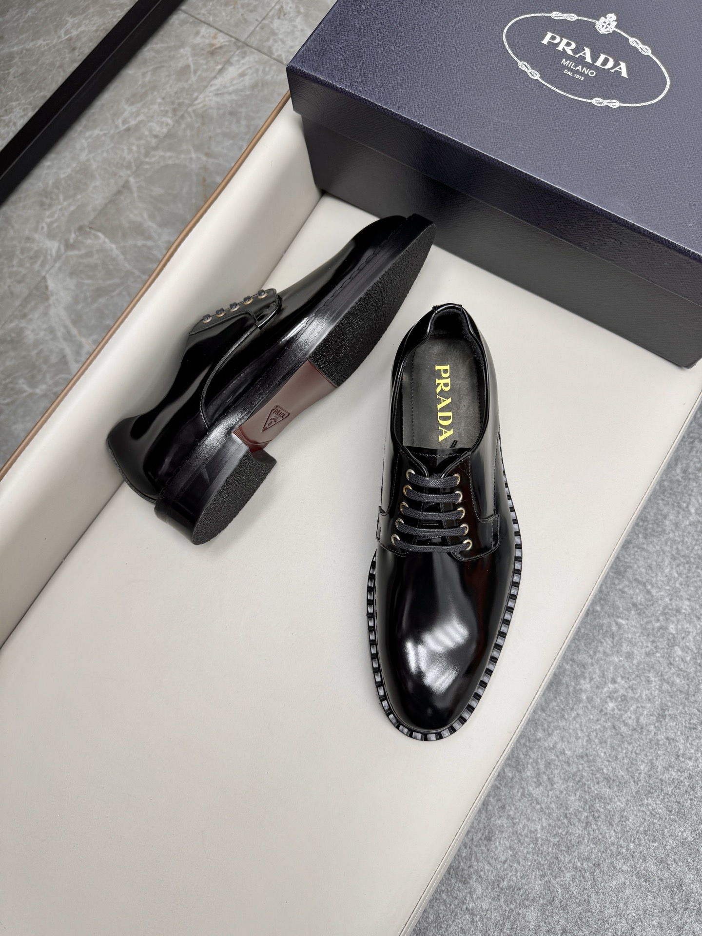 Prada Men's Classic Leather Business Loafers, Black, Sizes 38-46 3 i1747646028224 6308 0 2