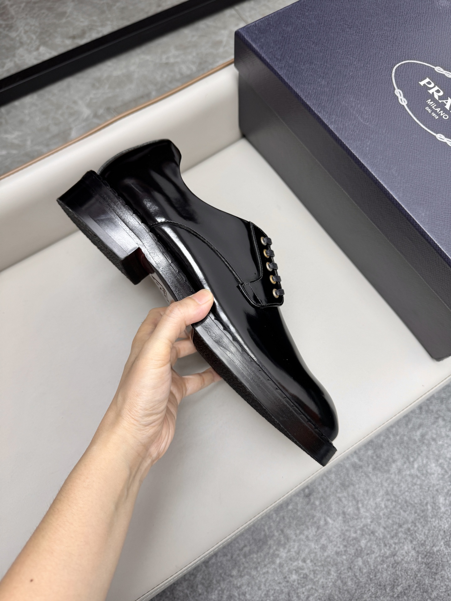 Prada Men's Classic Leather Business Loafers, Black, Sizes 38-46 6 i1747646028229 2361 0 5