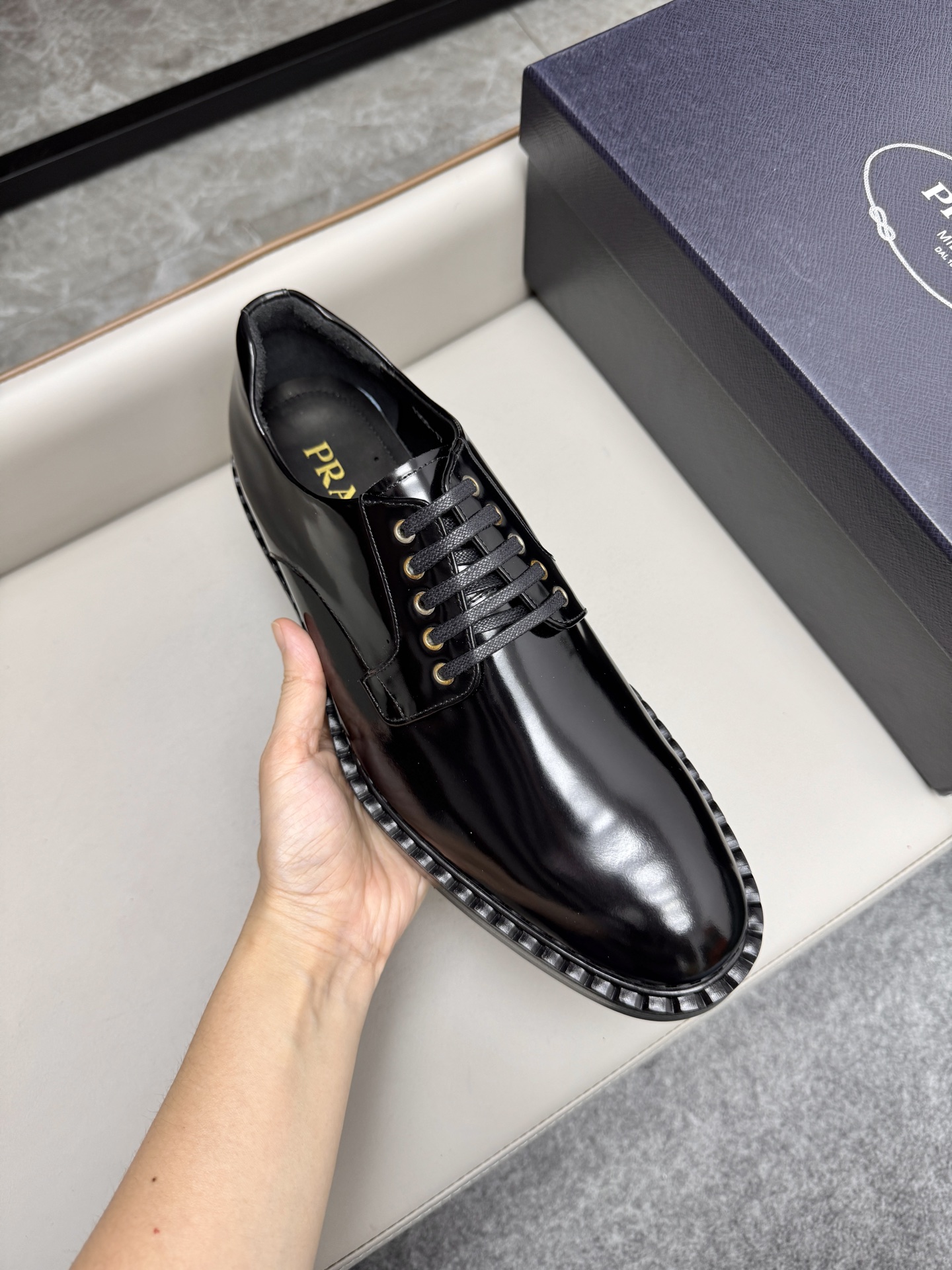Prada Men's Classic Leather Business Loafers, Black, Sizes 38-46 7 i1747646028268 1158 0 6
