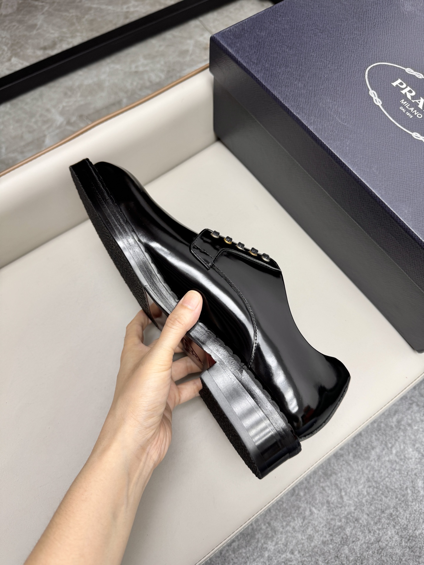 Prada Men's Classic Leather Business Loafers, Black, Sizes 38-46 8 i1747646029412 6142 0 7