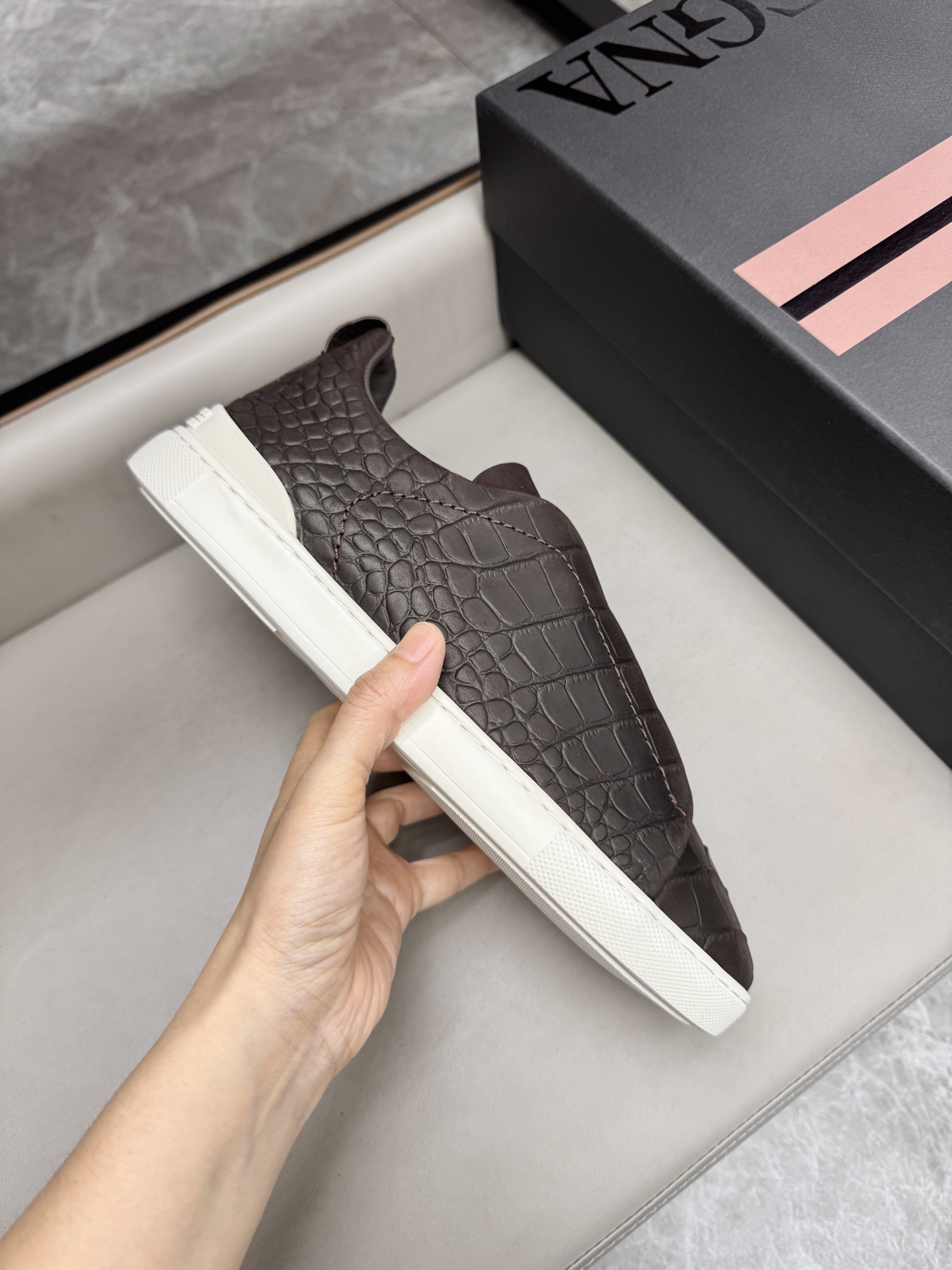 Ermenegildo Zegna Triple Stitch Brown Leather Low-Top Sneakers 7 i1748180685293 3667 0 5