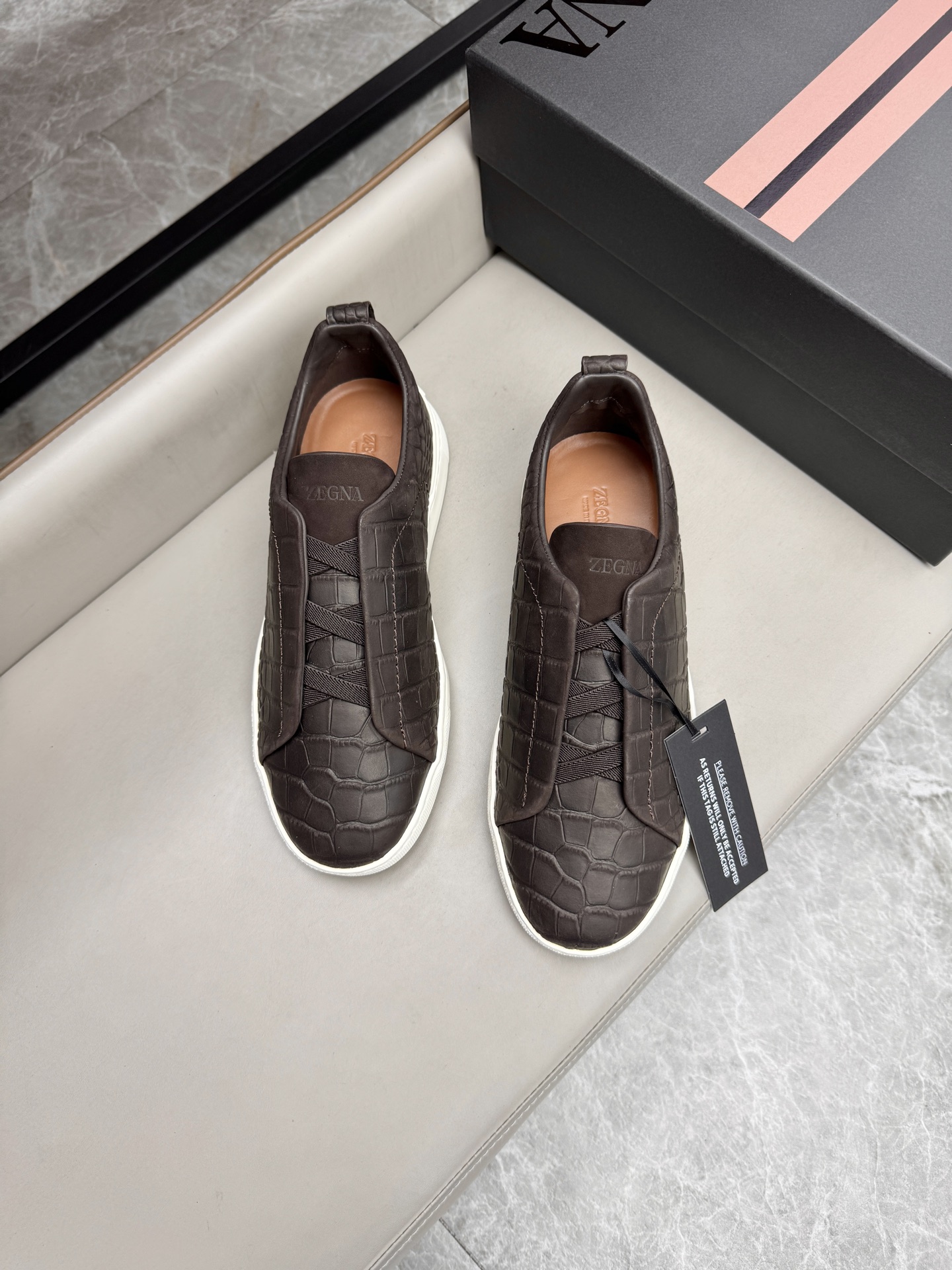 Ermenegildo Zegna Triple Stitch Brown Leather Low-Top Sneakers 5 i1748180686530 3665 0 3