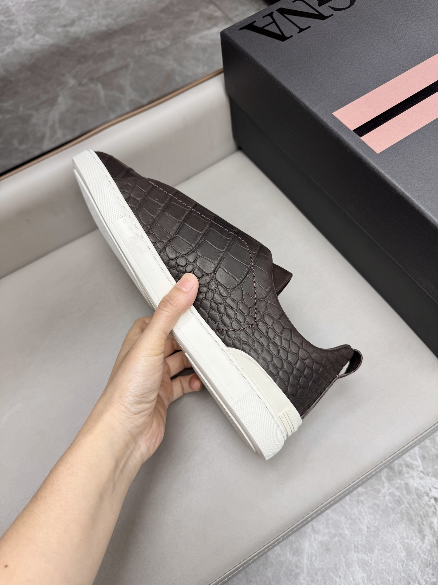 Ermenegildo Zegna Triple Stitch Brown Leather Low-Top Sneakers 9 i1748180686563 2379 0 7