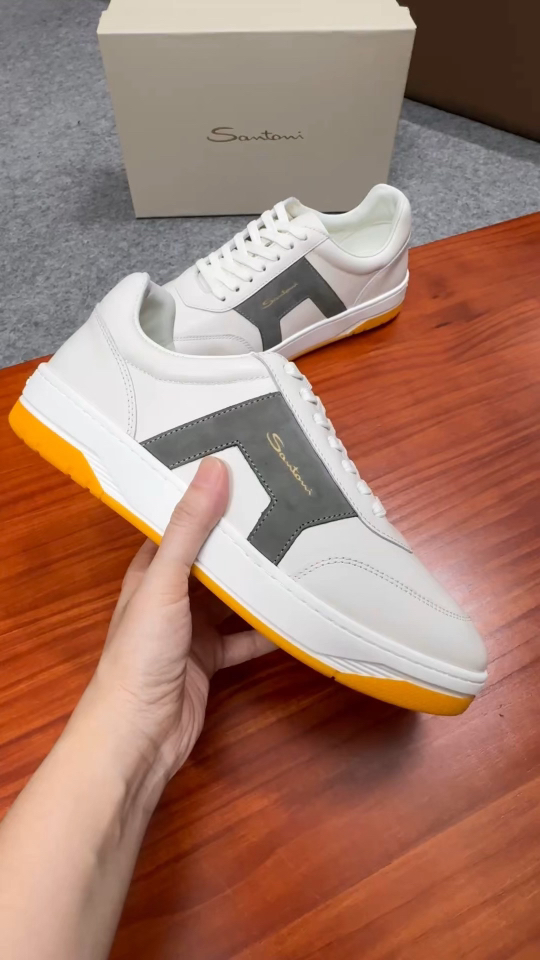 Santoni Men's White Leather Sneakers - Comfort, Style, and Italian Craftsmanship