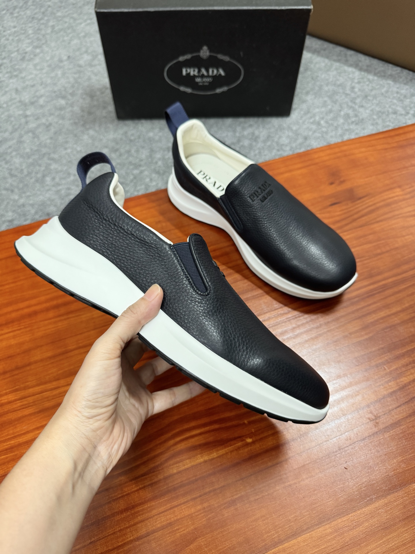 Prada Men's Leather Slip-On Sneakers - Stylish Comfort & Italian Craftsmanship 5 i1755596584689 4516 0 3