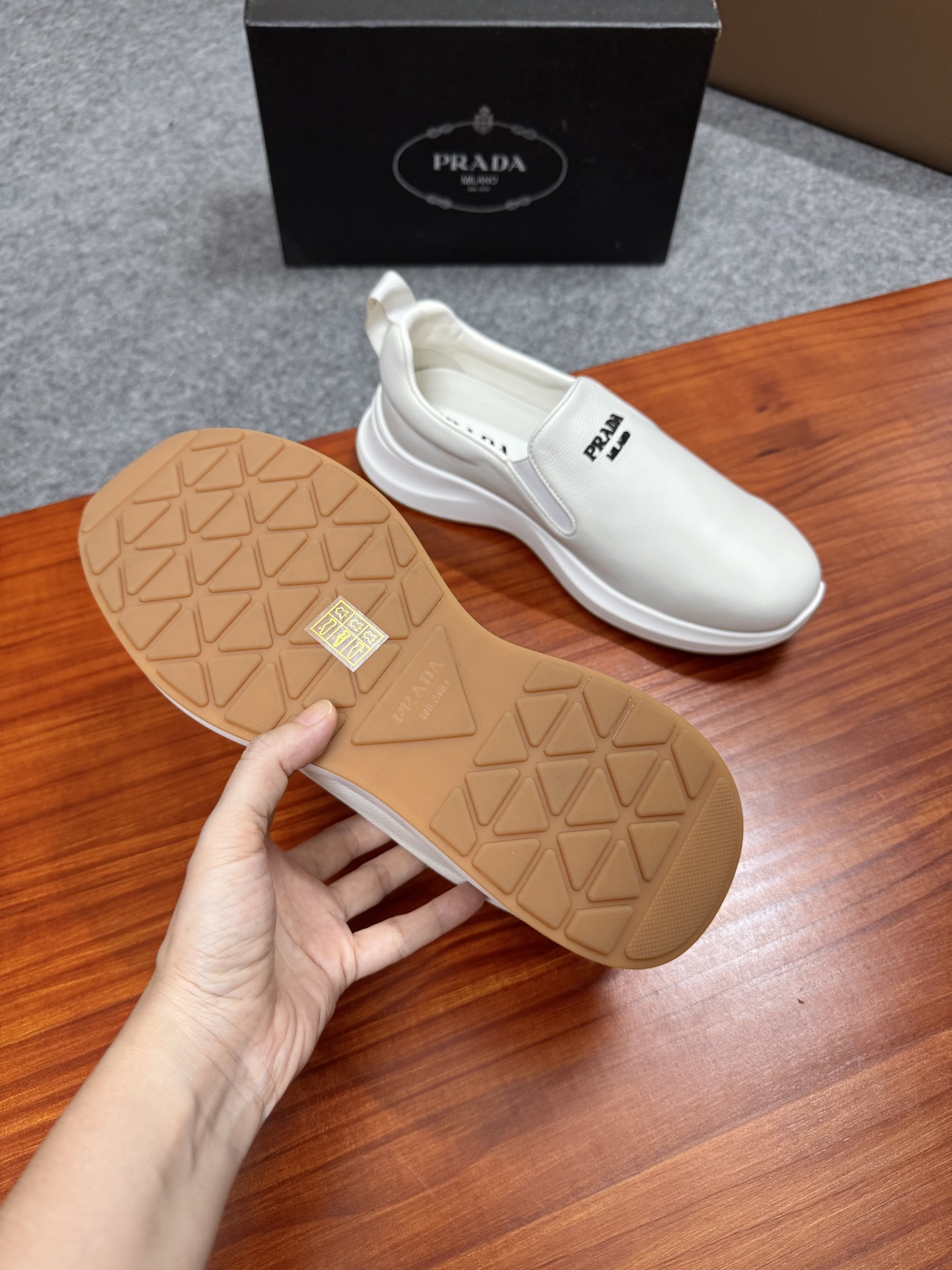 Prada Men's White Leather Slip-On Sneakers Casual Shoes, Size 38-44 7 i1755596609896 8098 0 5