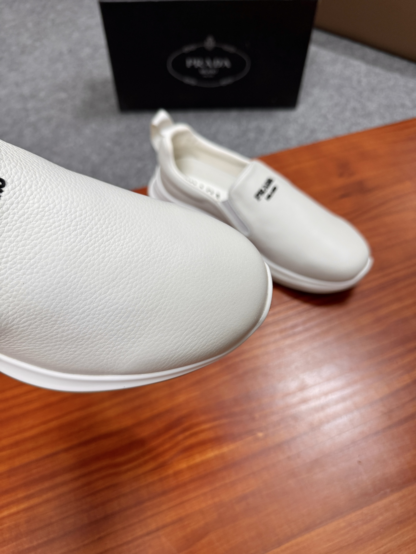 Prada Men's White Leather Slip-On Sneakers Casual Shoes, Size 38-44 8 i1755596611803 8672 0 6