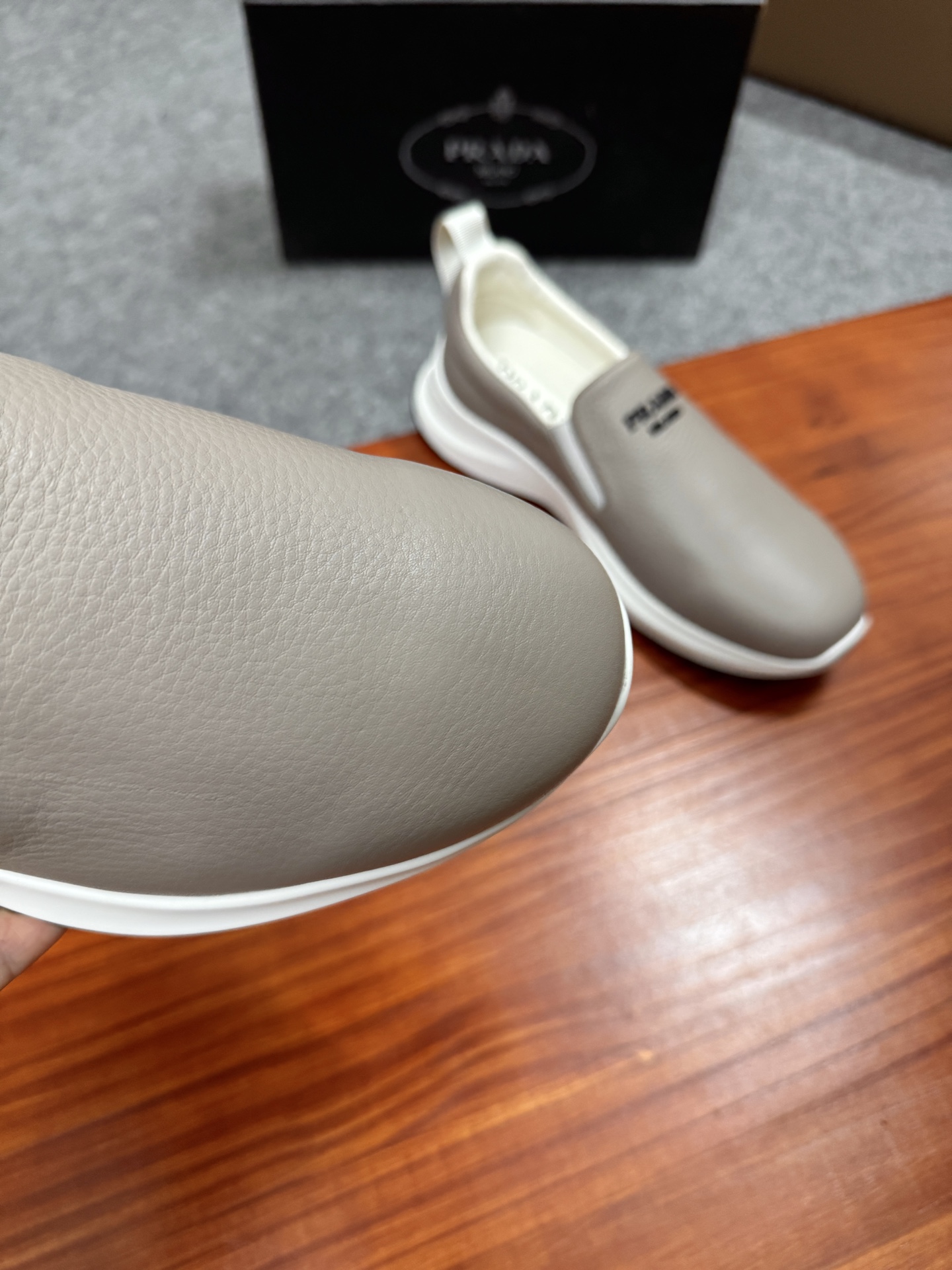 Prada Men's Leather Slip-On Sneakers Casual Shoes - Light Grey 7 i1755596650426 9313 0 6